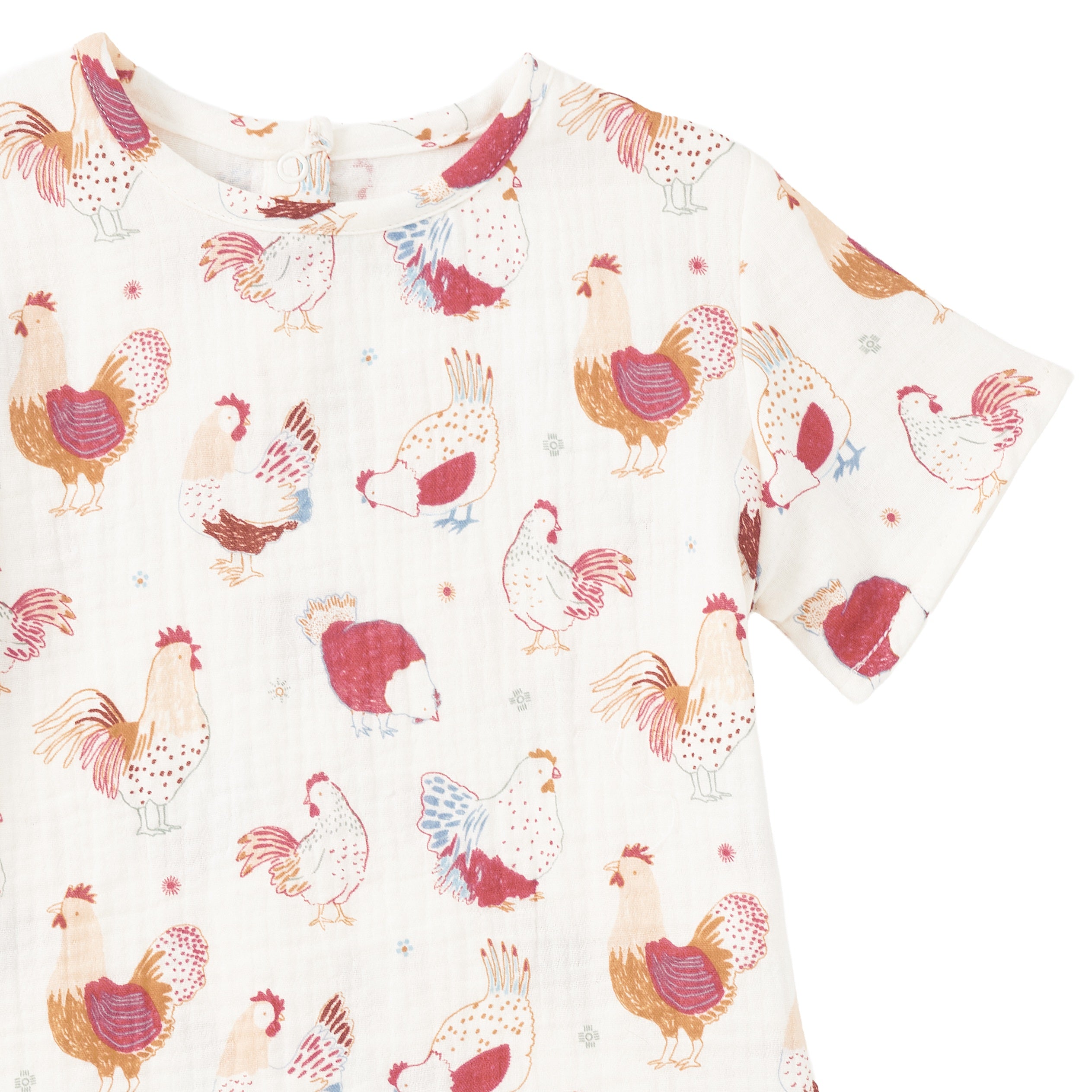 Muslin Short Sleeve Boxy Fit Top - Feathered Friends