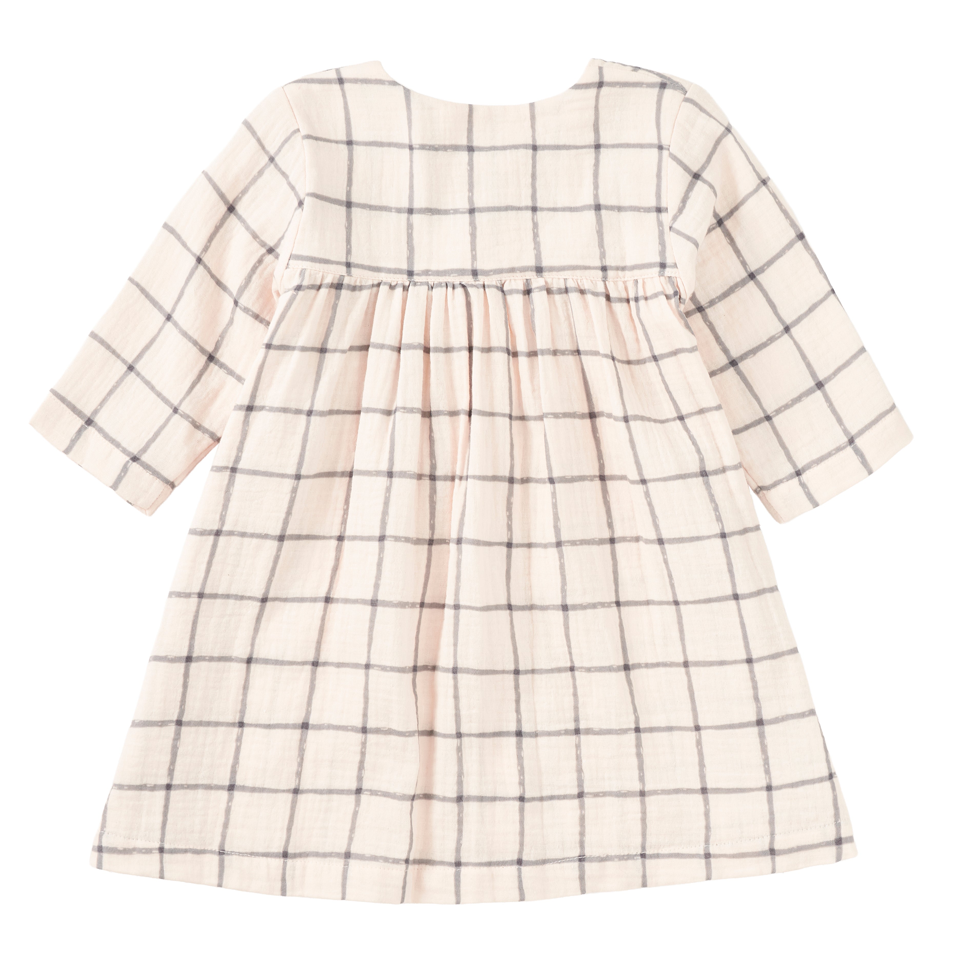 Muslin L/S Button Front Dress - Cabin Plaid