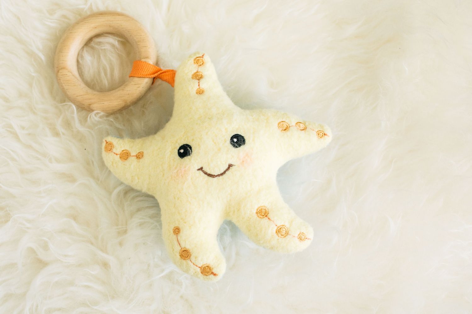 Organic Cotton Starfish Teething Rattle