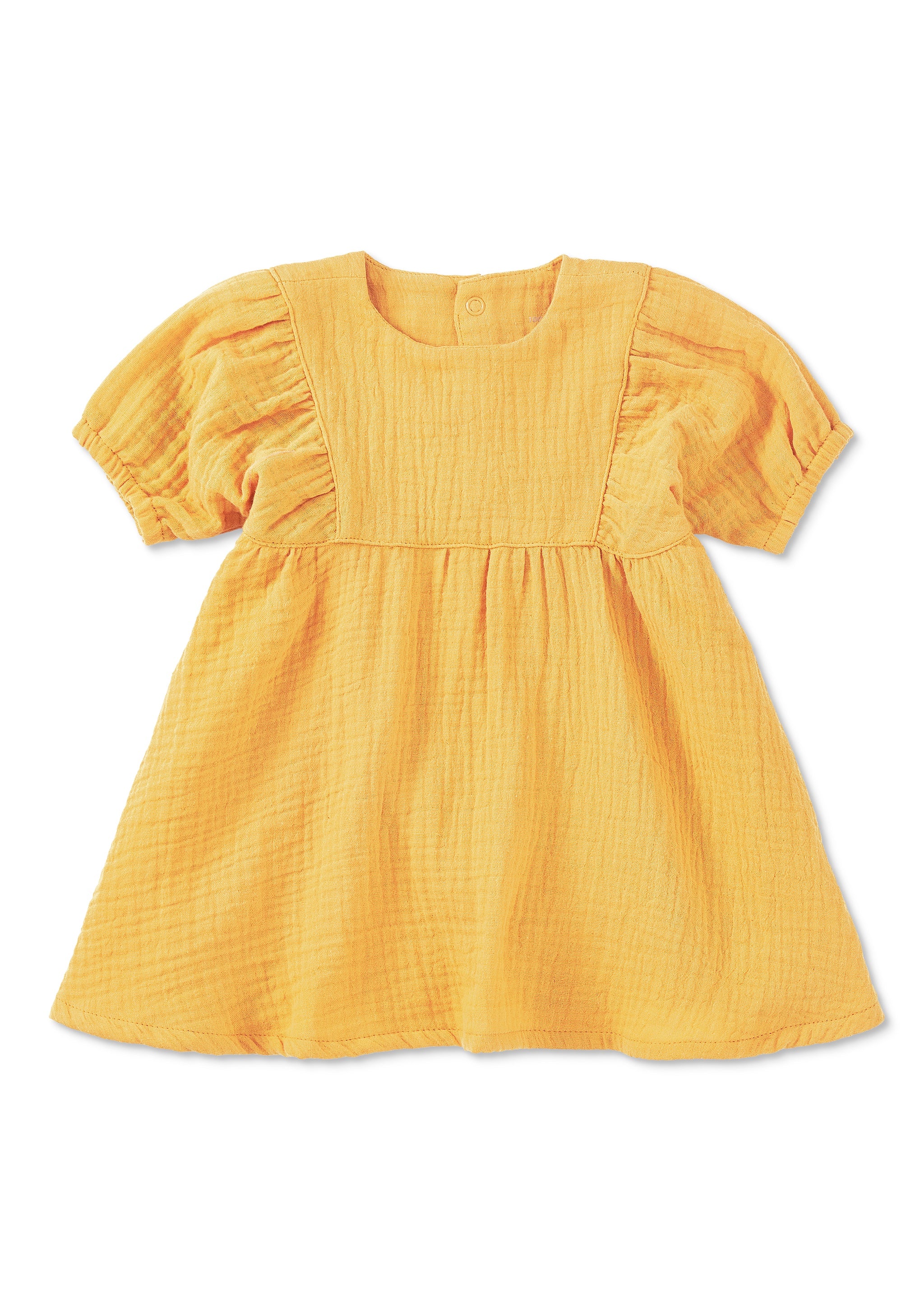 Dress with Puff Sleeves - Mustard