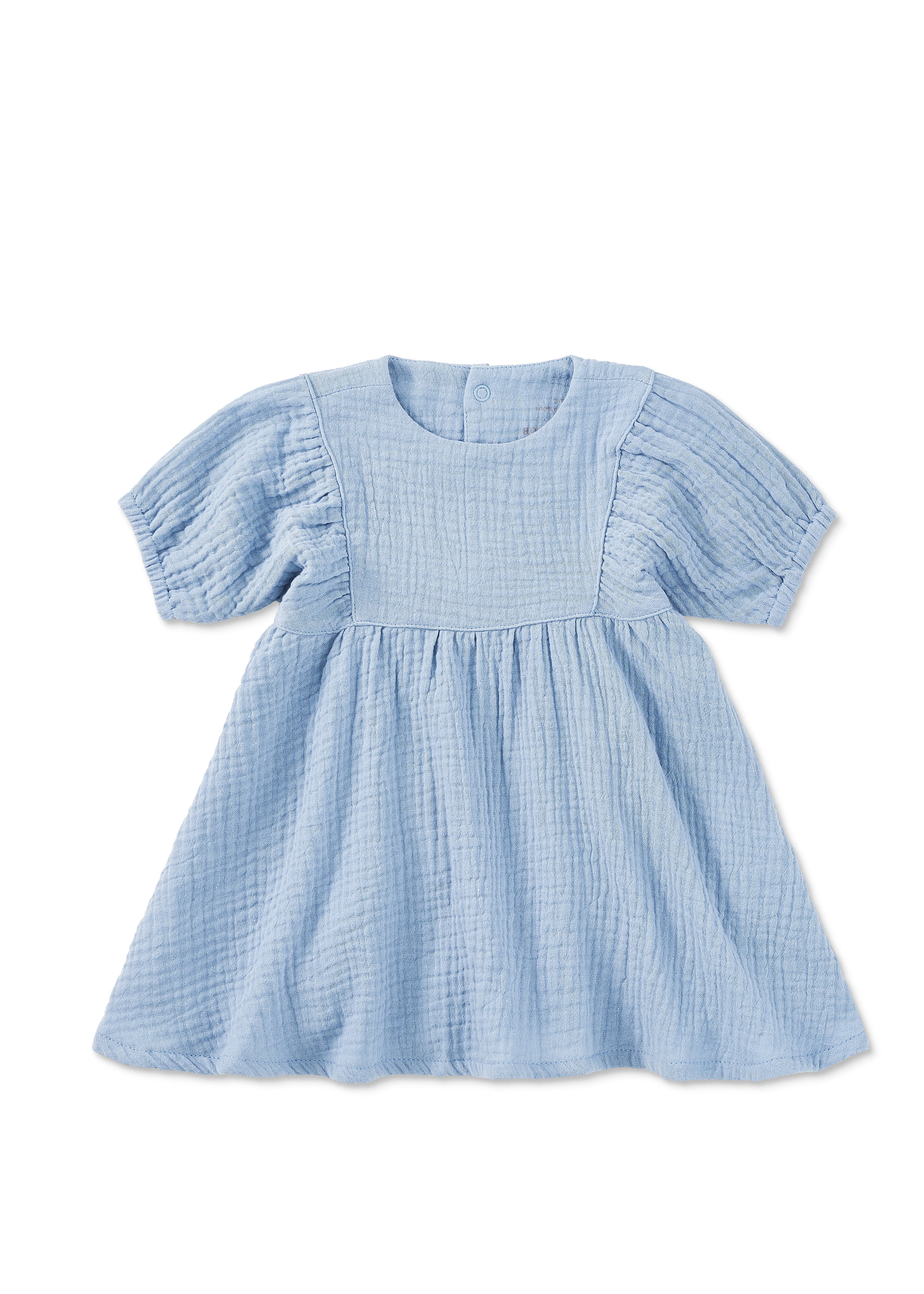 Dress with Puff Sleeves - Blue