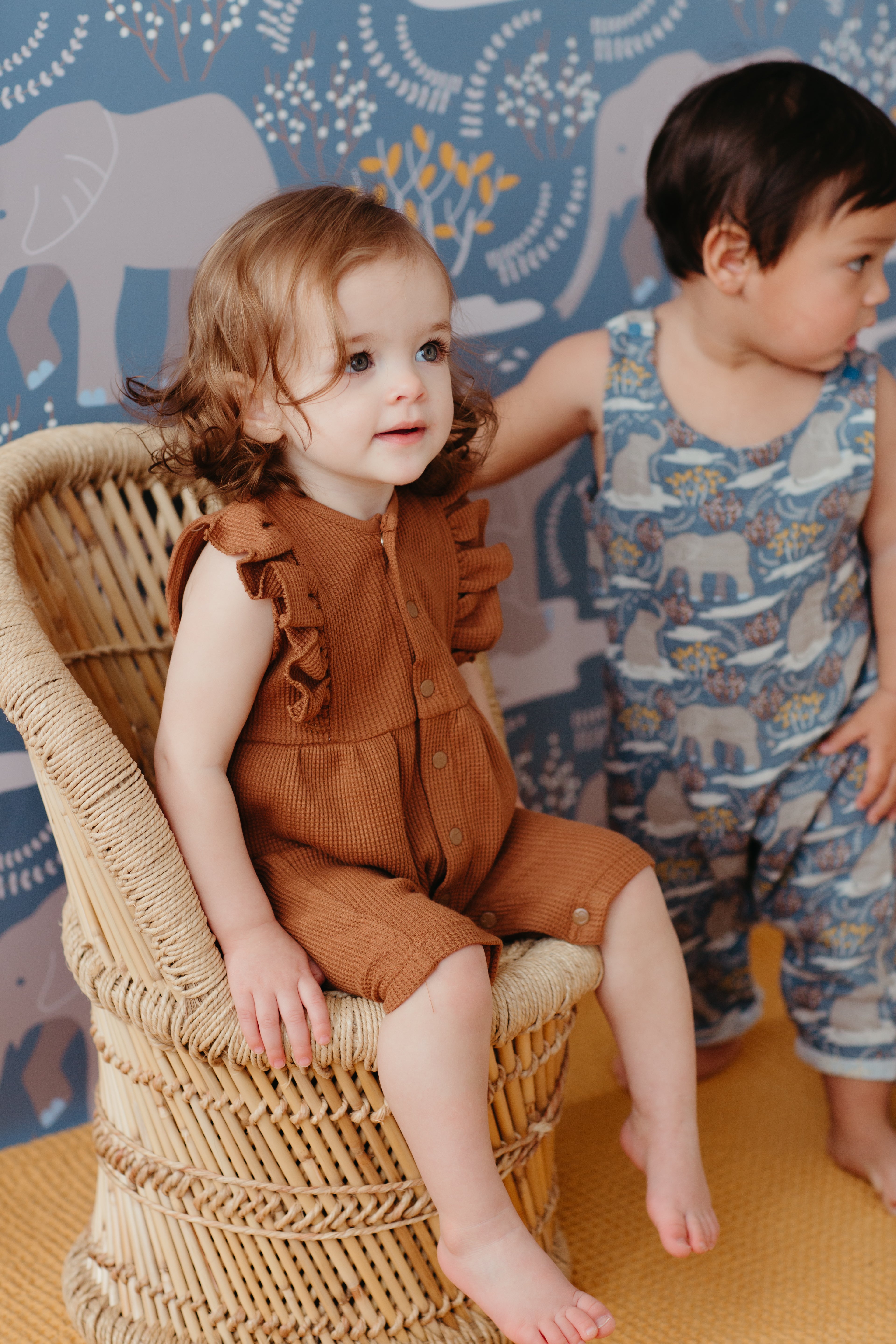 Waffle Ruffle Coverall - Caramel