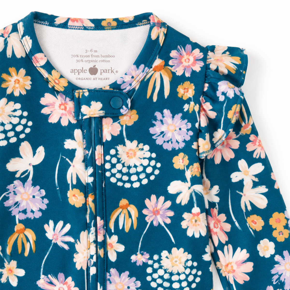 Bamboo Blend Zip Footie - Midnight Meadow