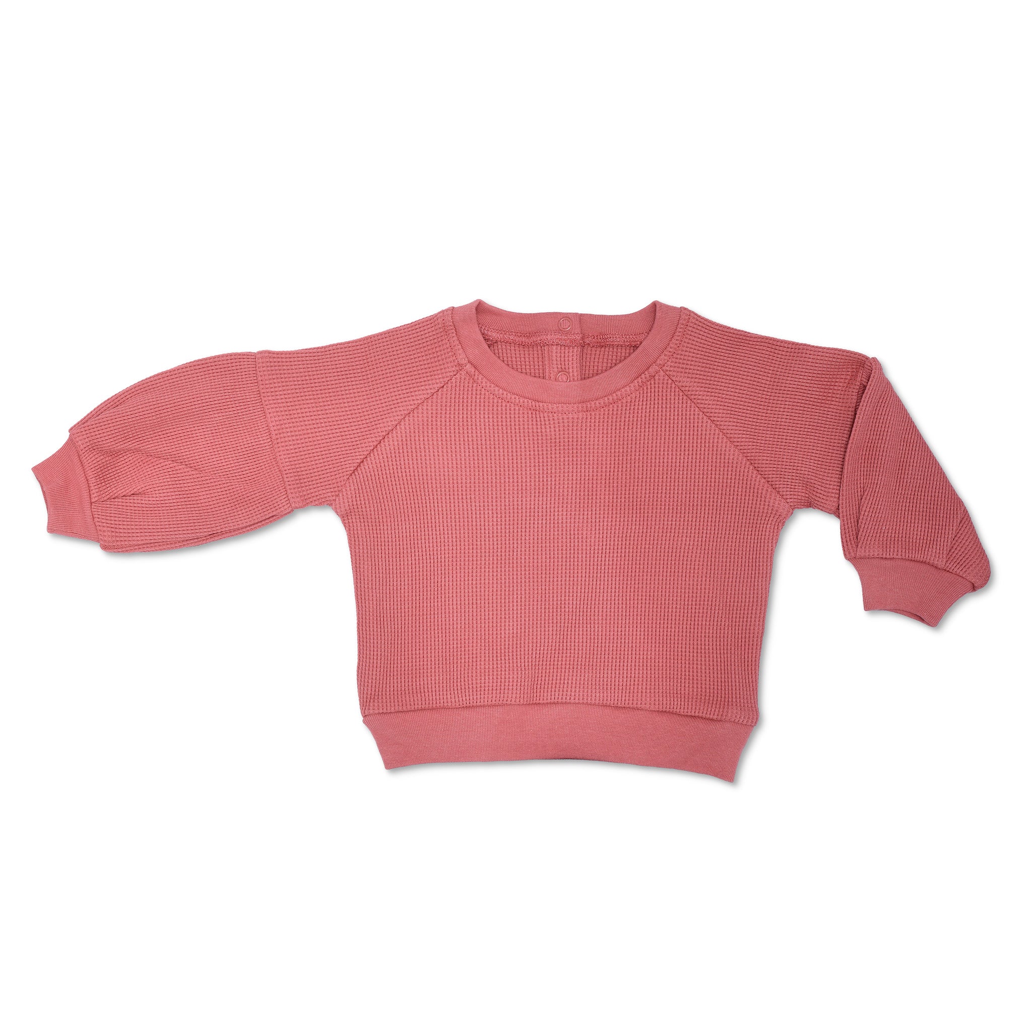 Waffle Balloon Sleeve Sweatshirt - Terra Cotta