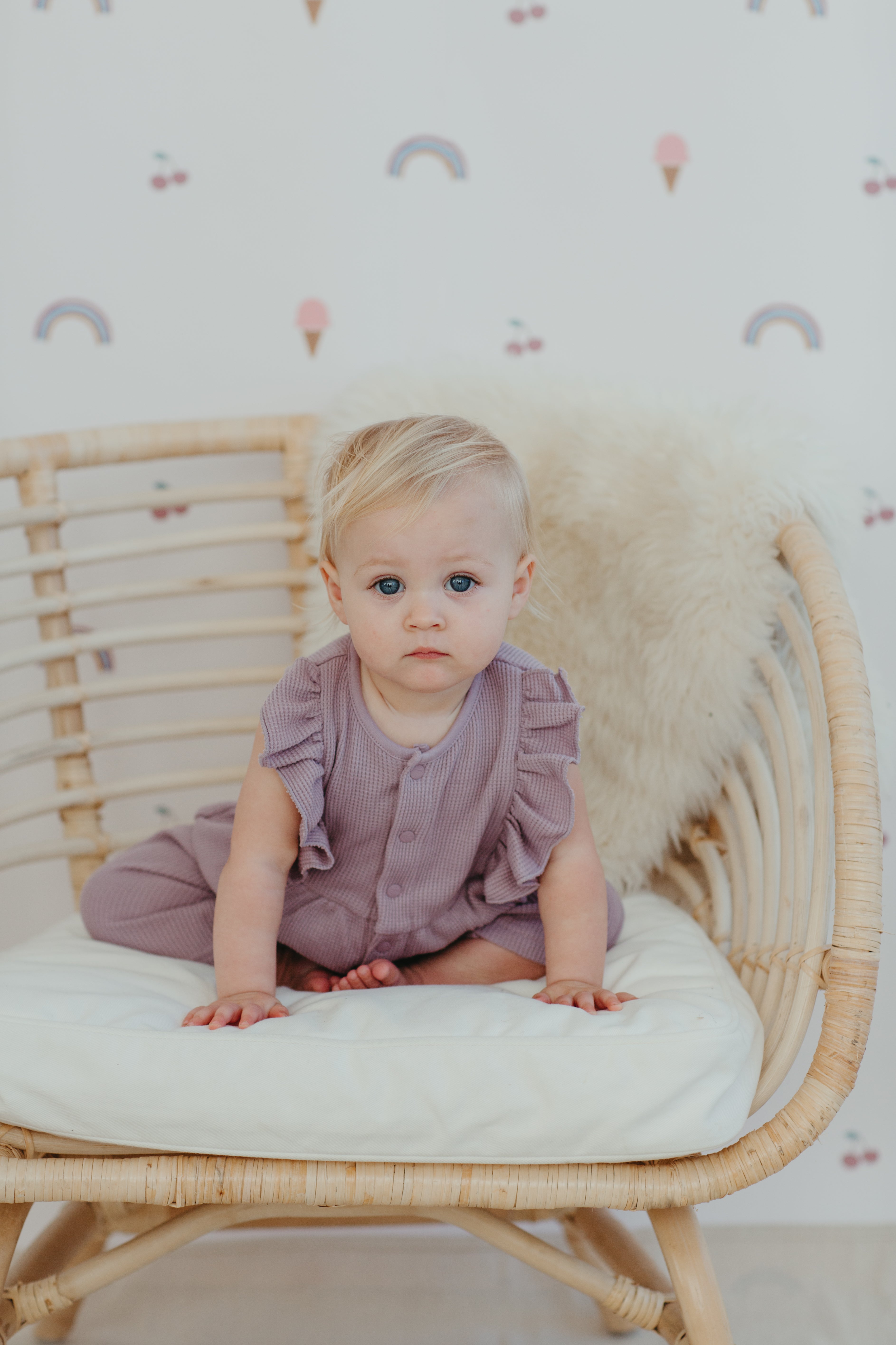 Waffle Ruffle Coverall - Lavender