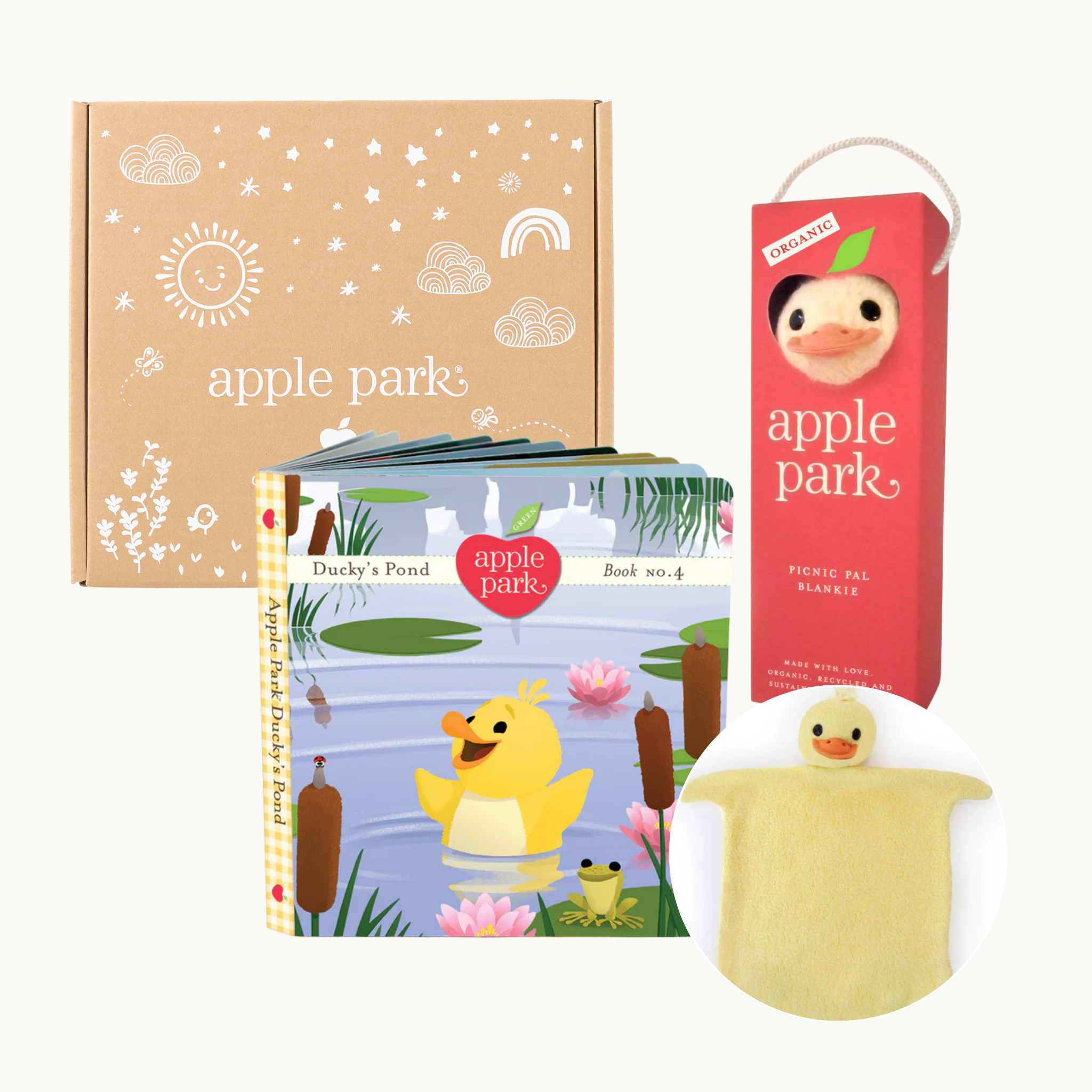 Organic Sherpa Ducky Blankie & Book Set