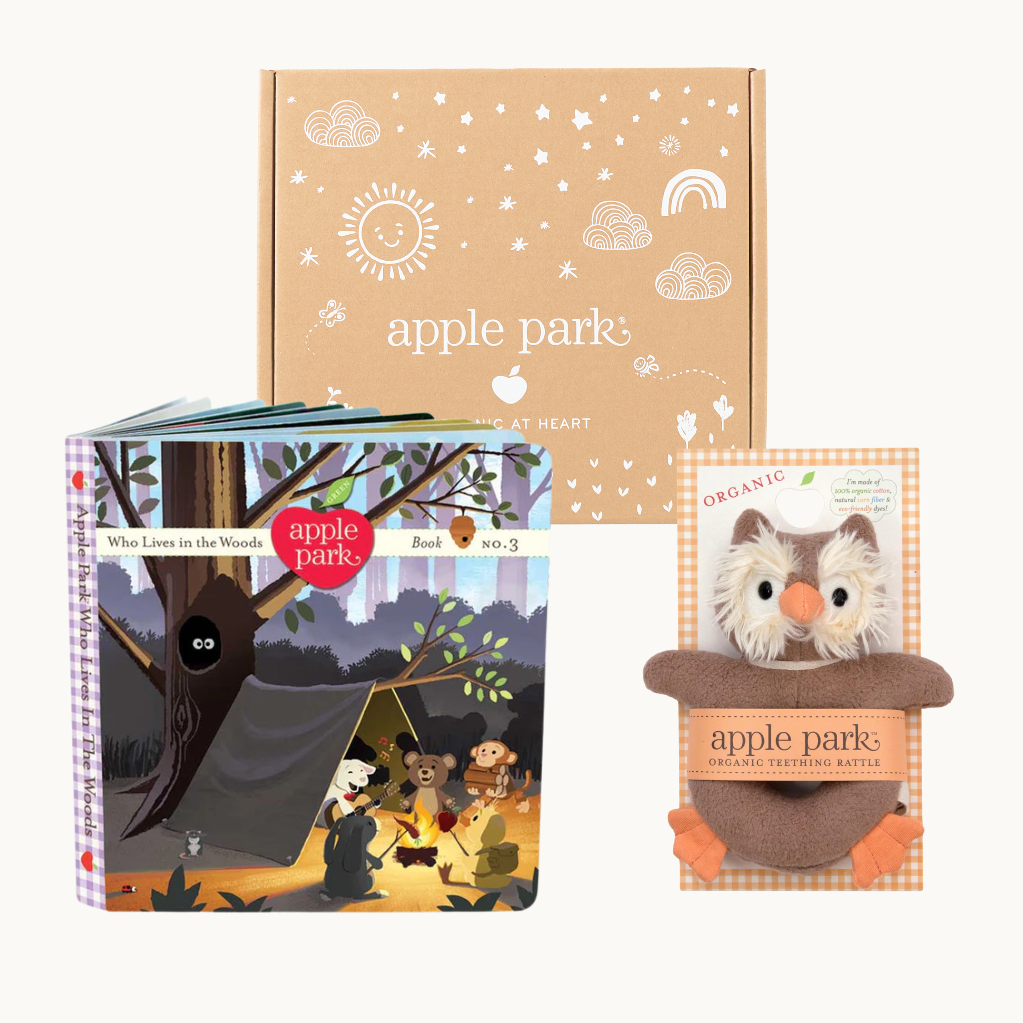 Woodland Owl Teething Rattle & Storybook Gift Bundle