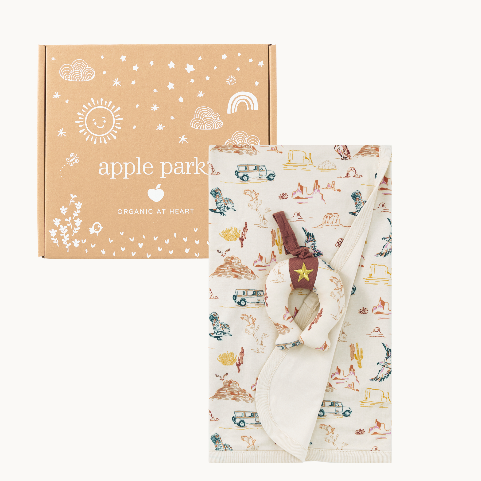 Desert Canyon Baby Gift Bundle – Bamboo Blend Blanket + Horseshoe Toy