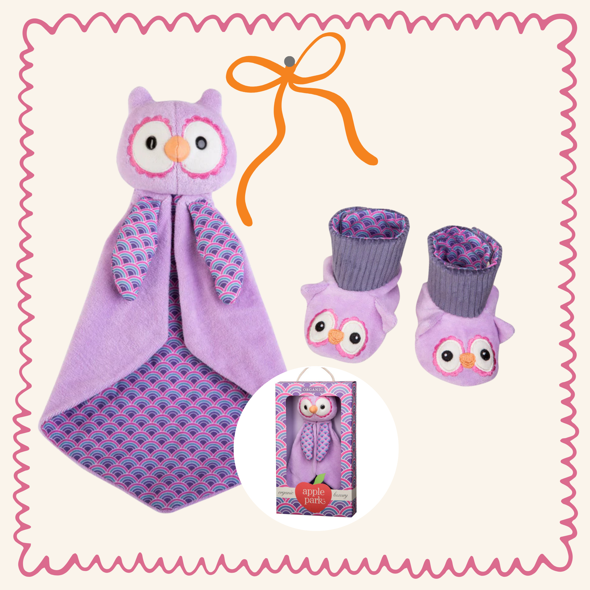 Purple Owl Organic Sherpa Blankie & Booties Gift Set