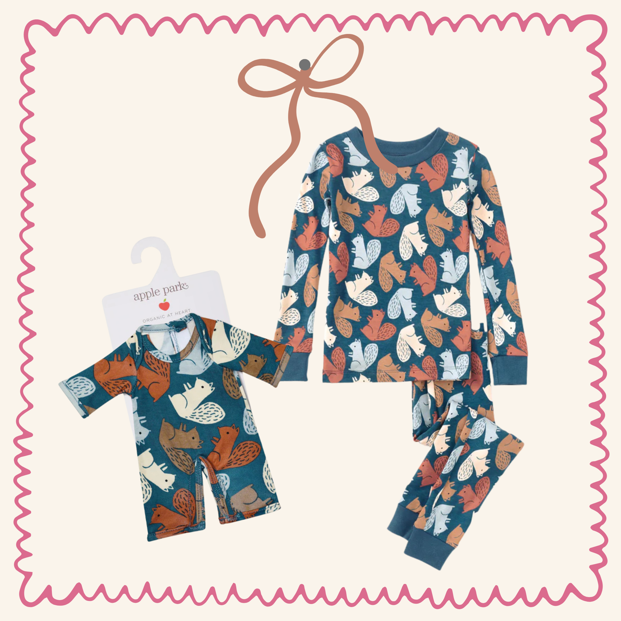 Bamboo Blend Squirrel Scurry PJs + Matching Doll Pajamas