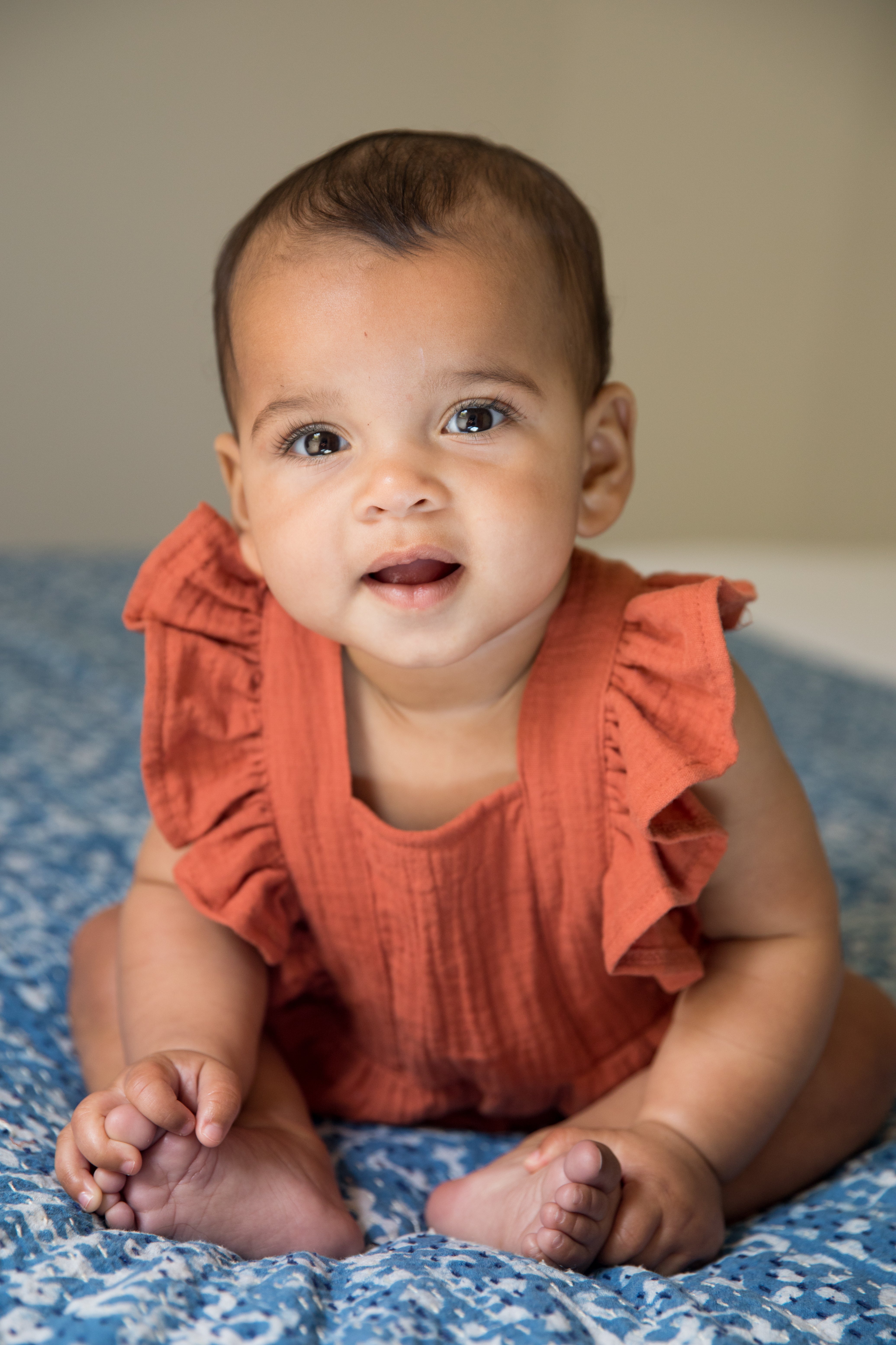 Muslin Flutter Sleeve Romper - Rust