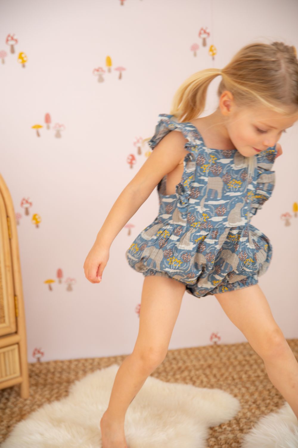 Muslin Flutter Sleeve Romper - Safari Party