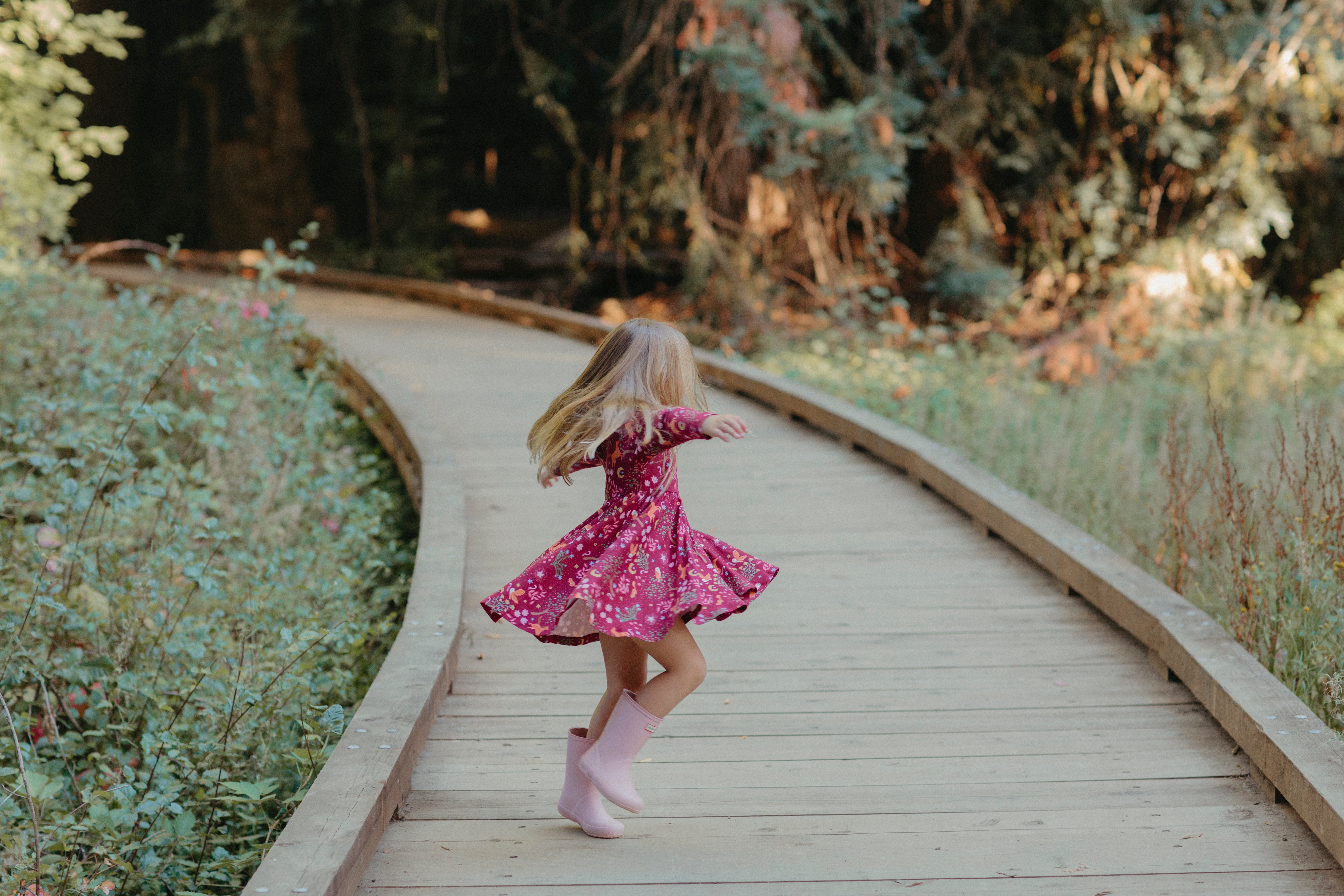 Bamboo Blend L/S Twirly Tee Dress - Woodland Dreams