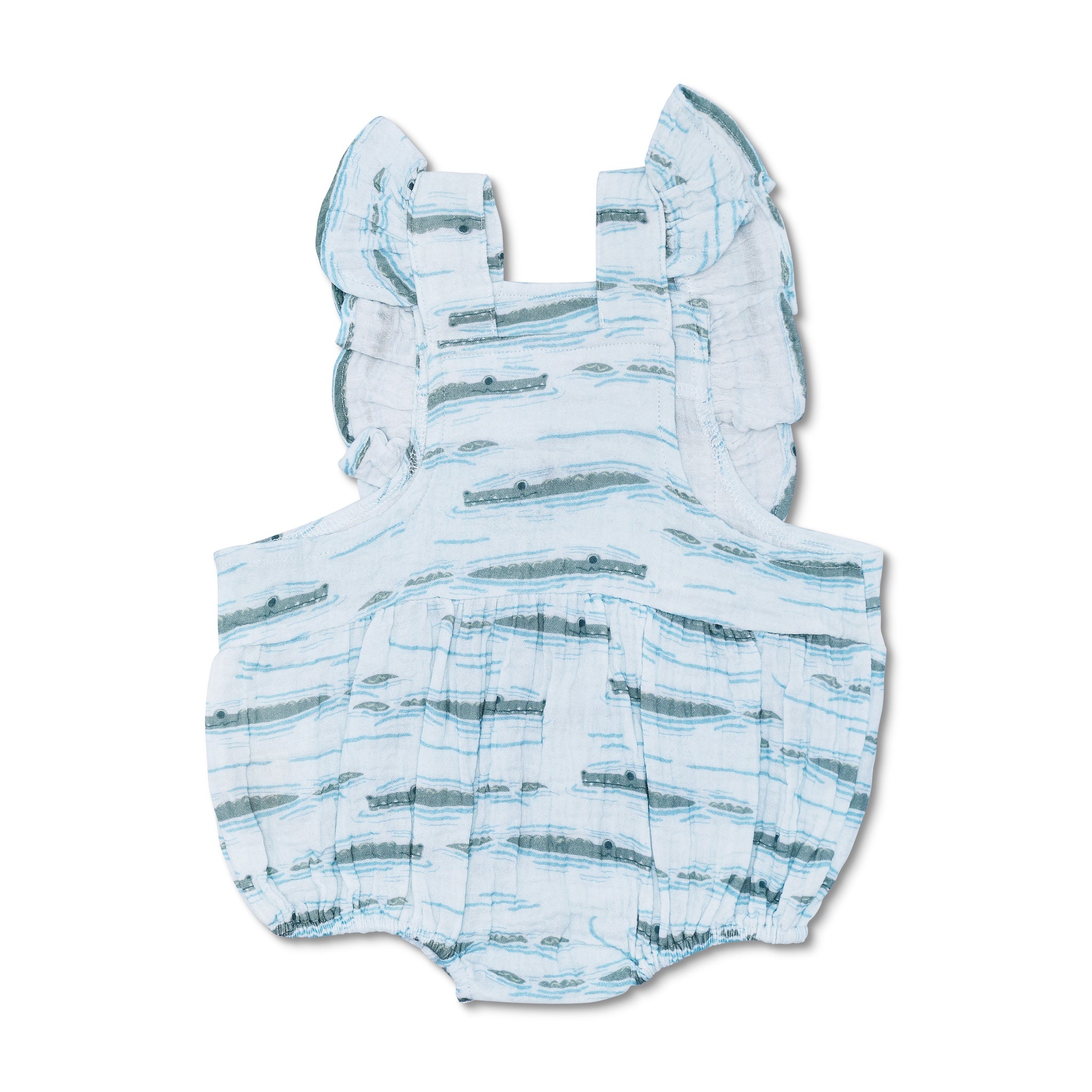 Muslin Flutter Sleeve Romper - Alligator Isle
