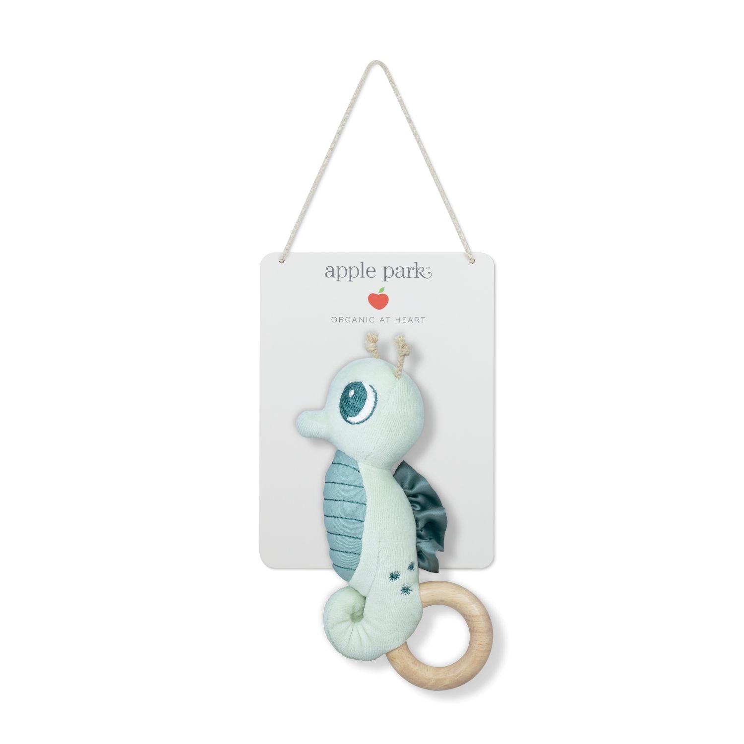 Teal Seahorse Teething Rattle