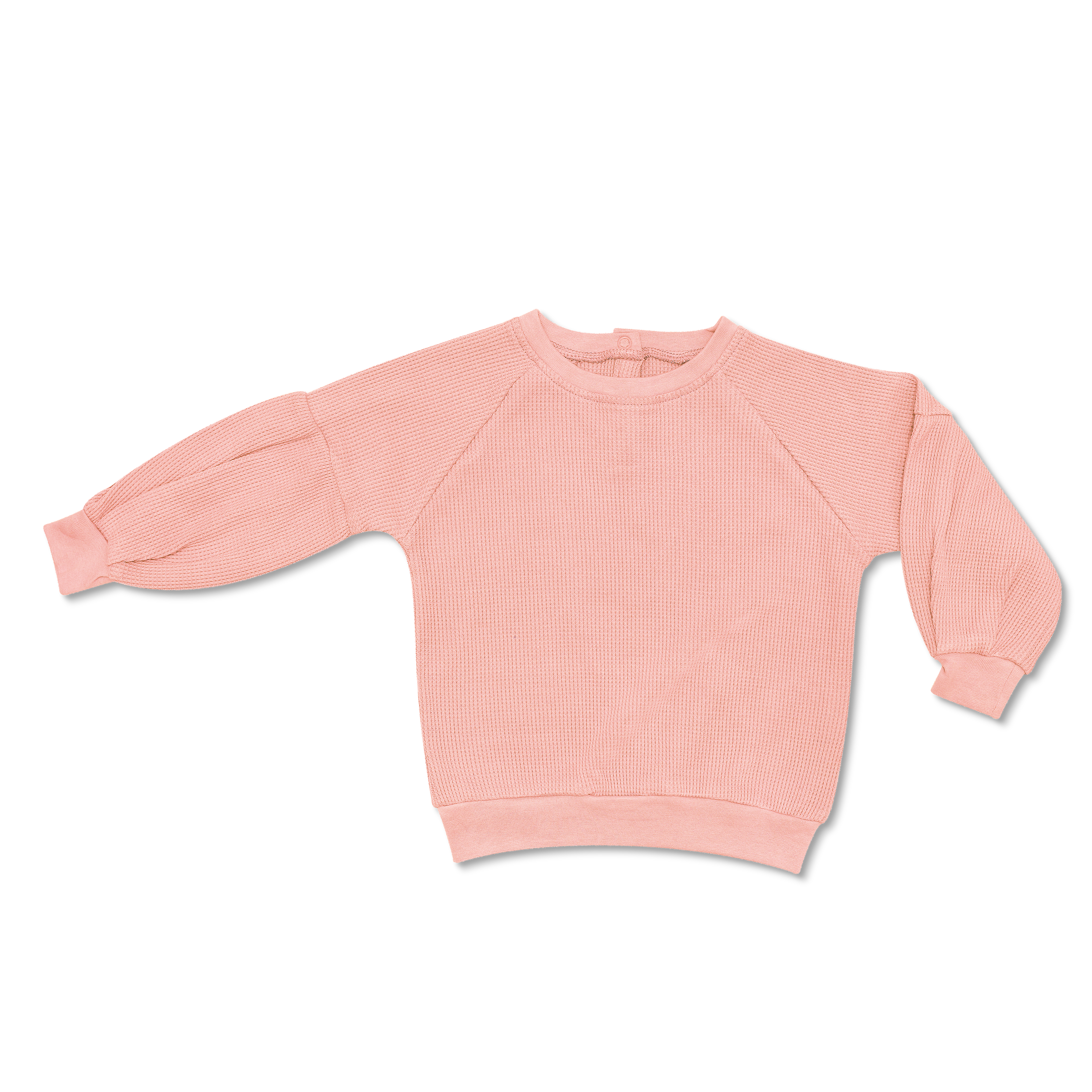 Waffle Balloon Sleeve Sweatshirt - Dusty Rose