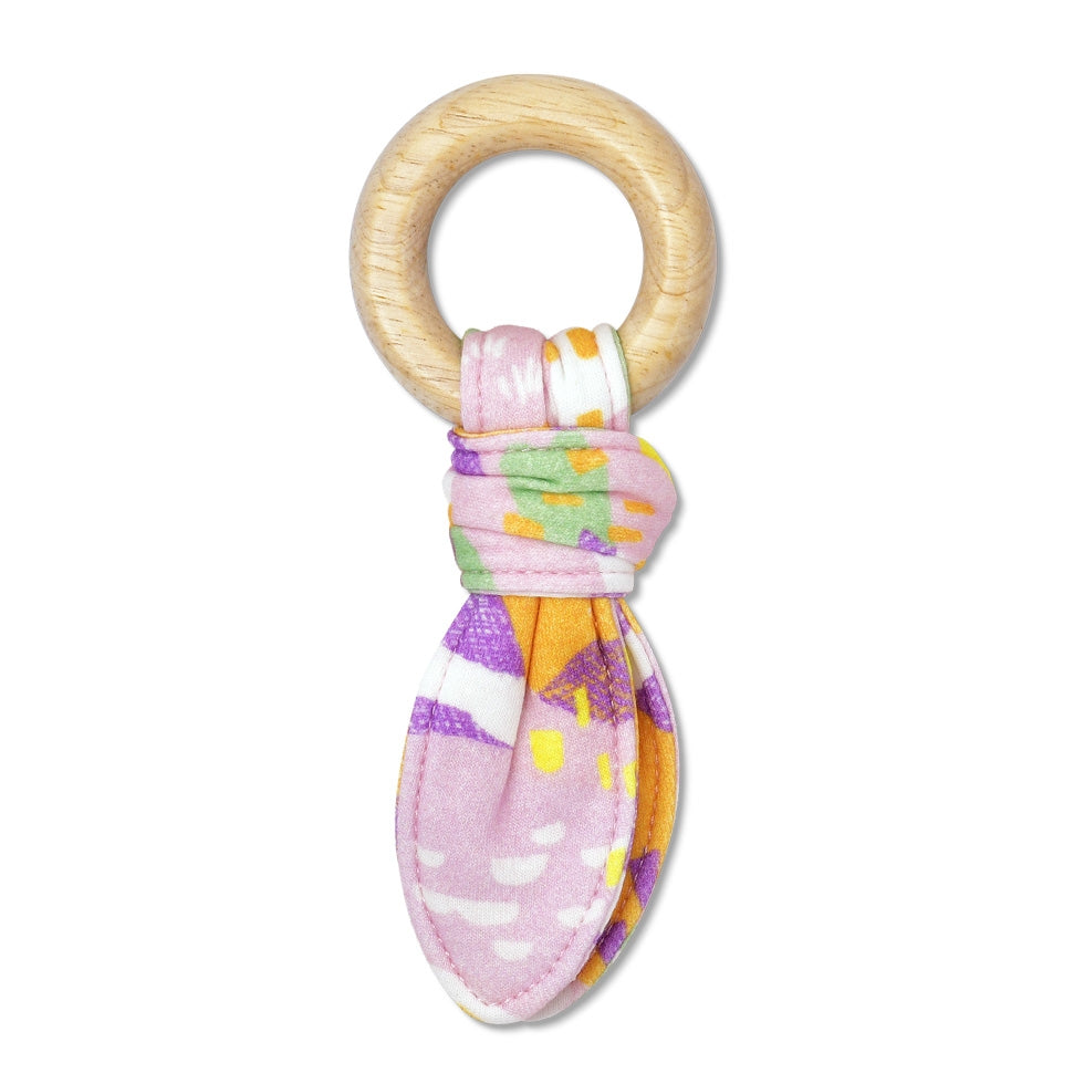 Fabric Teething Ring - Pink Mountain