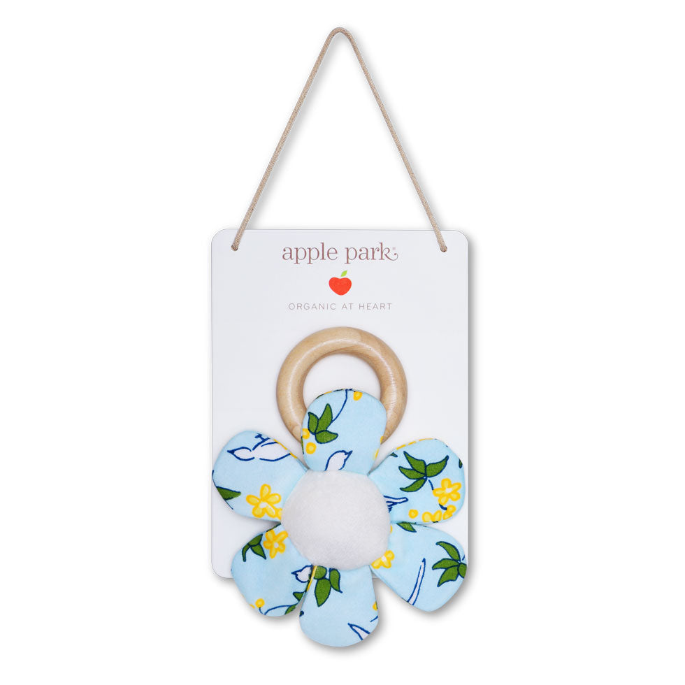 Lala Curio Teething Rattle - Enchanted Leaves Blue