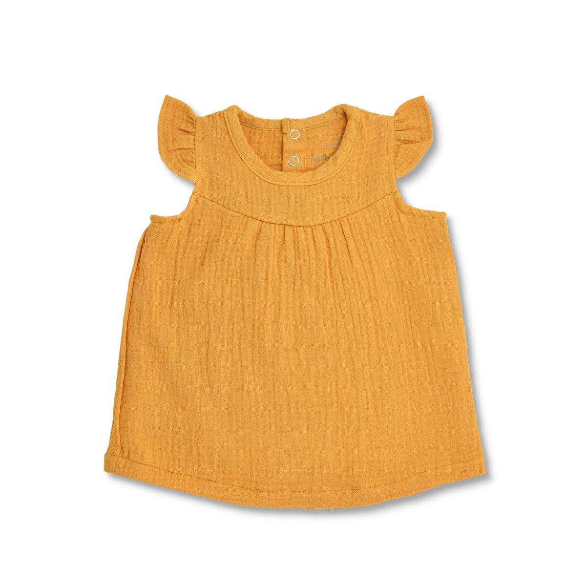 Muslin Flutter Sleeve Dress - Mustard