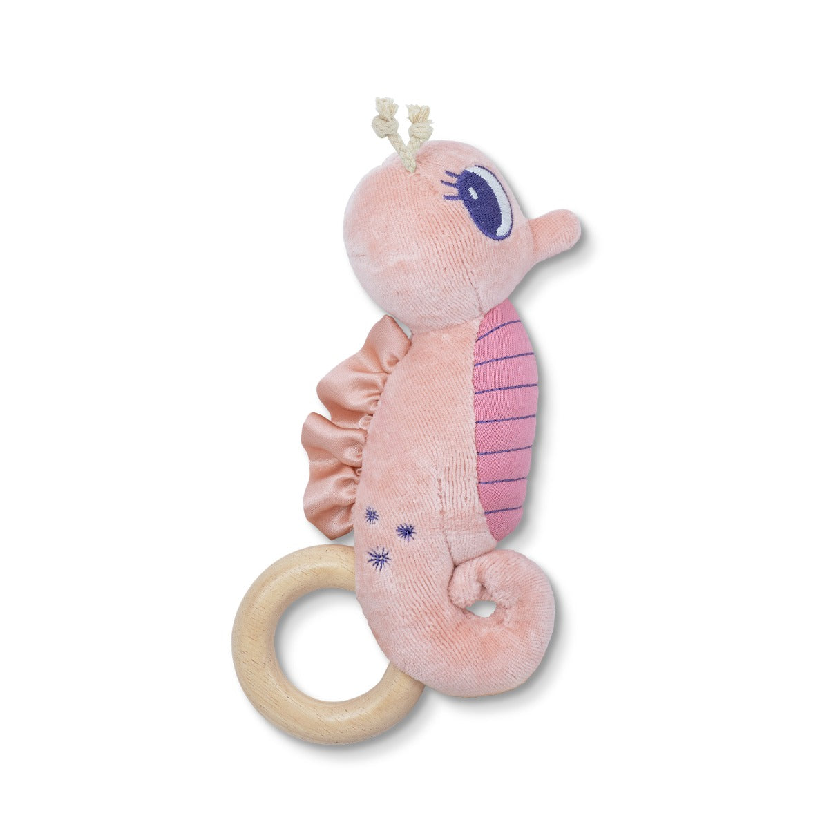 Pink Seahorse Teething Rattle