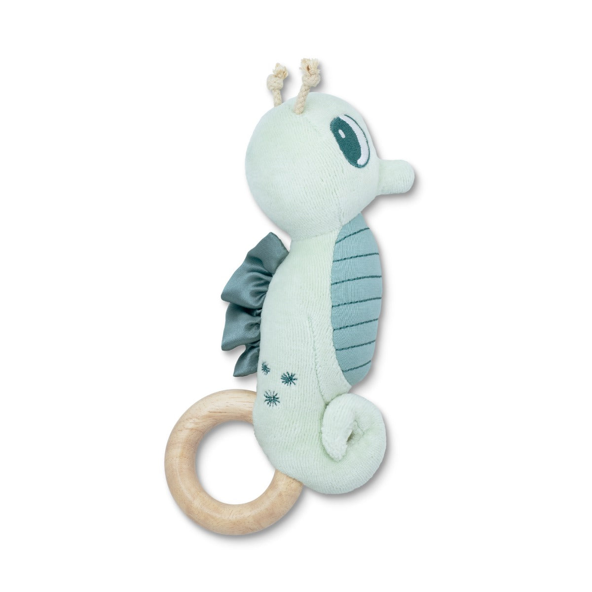 Teal Seahorse Teething Rattle