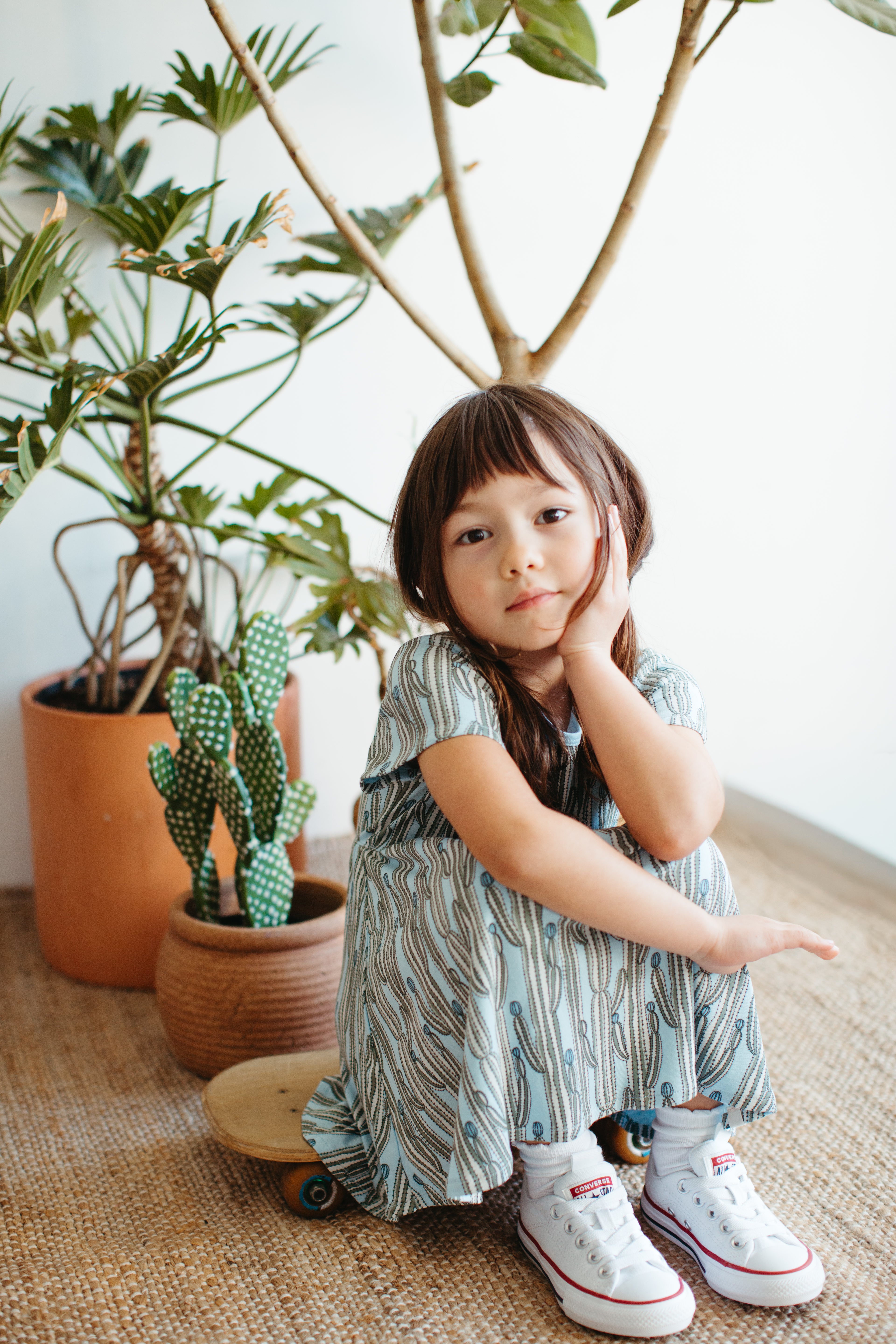 Bamboo Blend Short Sleeve Twirly Tee Dress - Blooming Saguaro