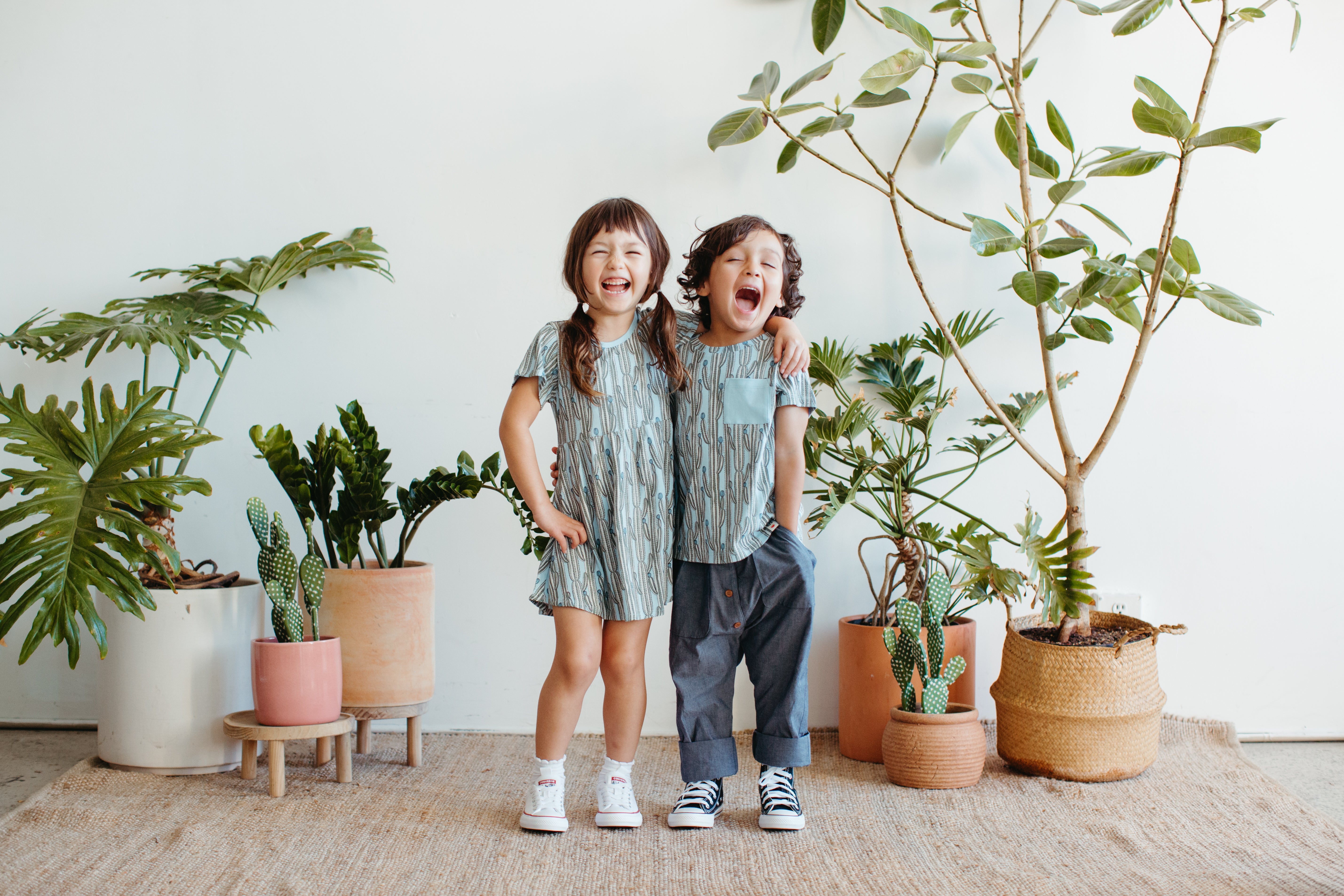 Bamboo Blend Short Sleeve Twirly Tee Dress - Blooming Saguaro