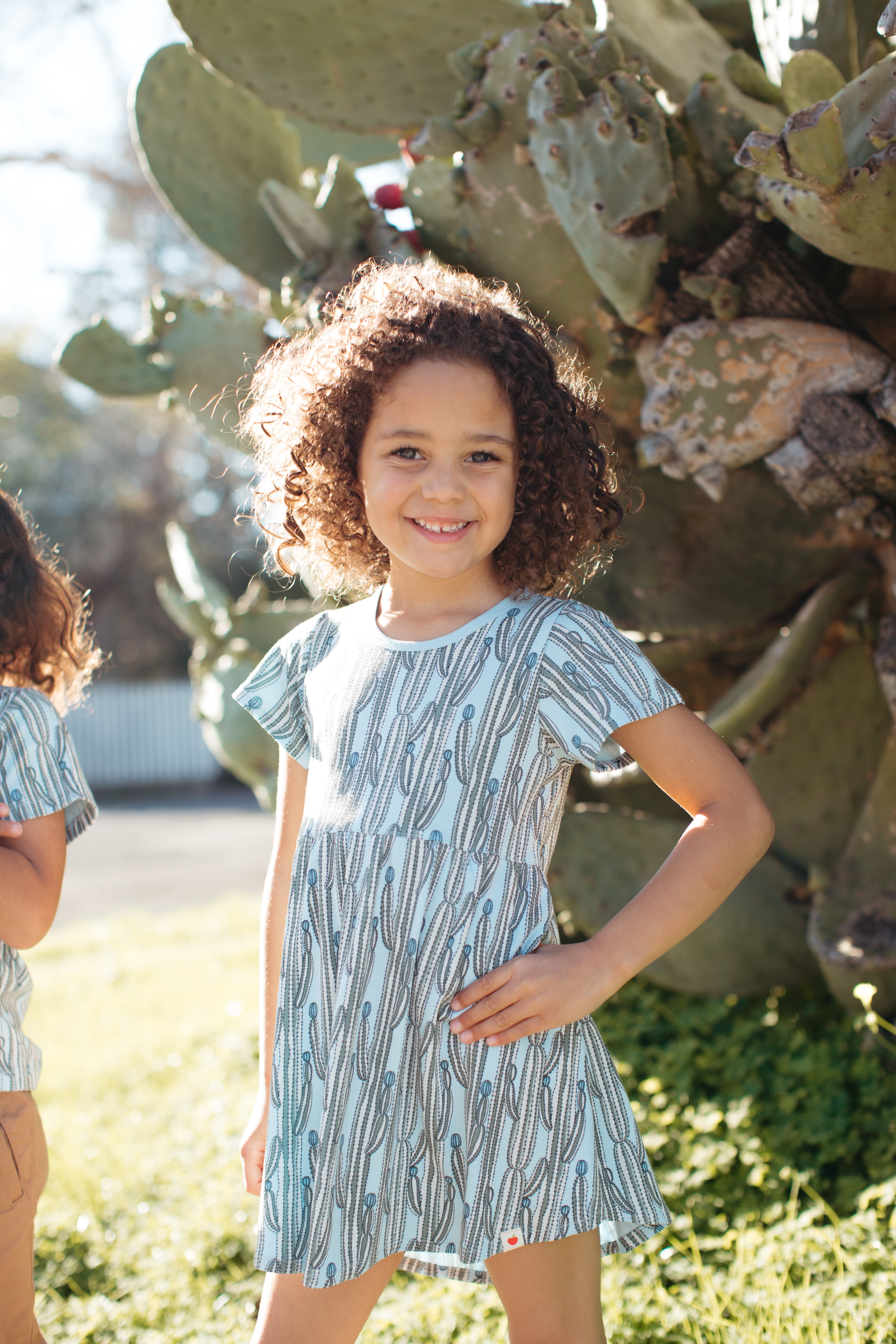Bamboo Blend Short Sleeve Twirly Tee Dress - Blooming Saguaro