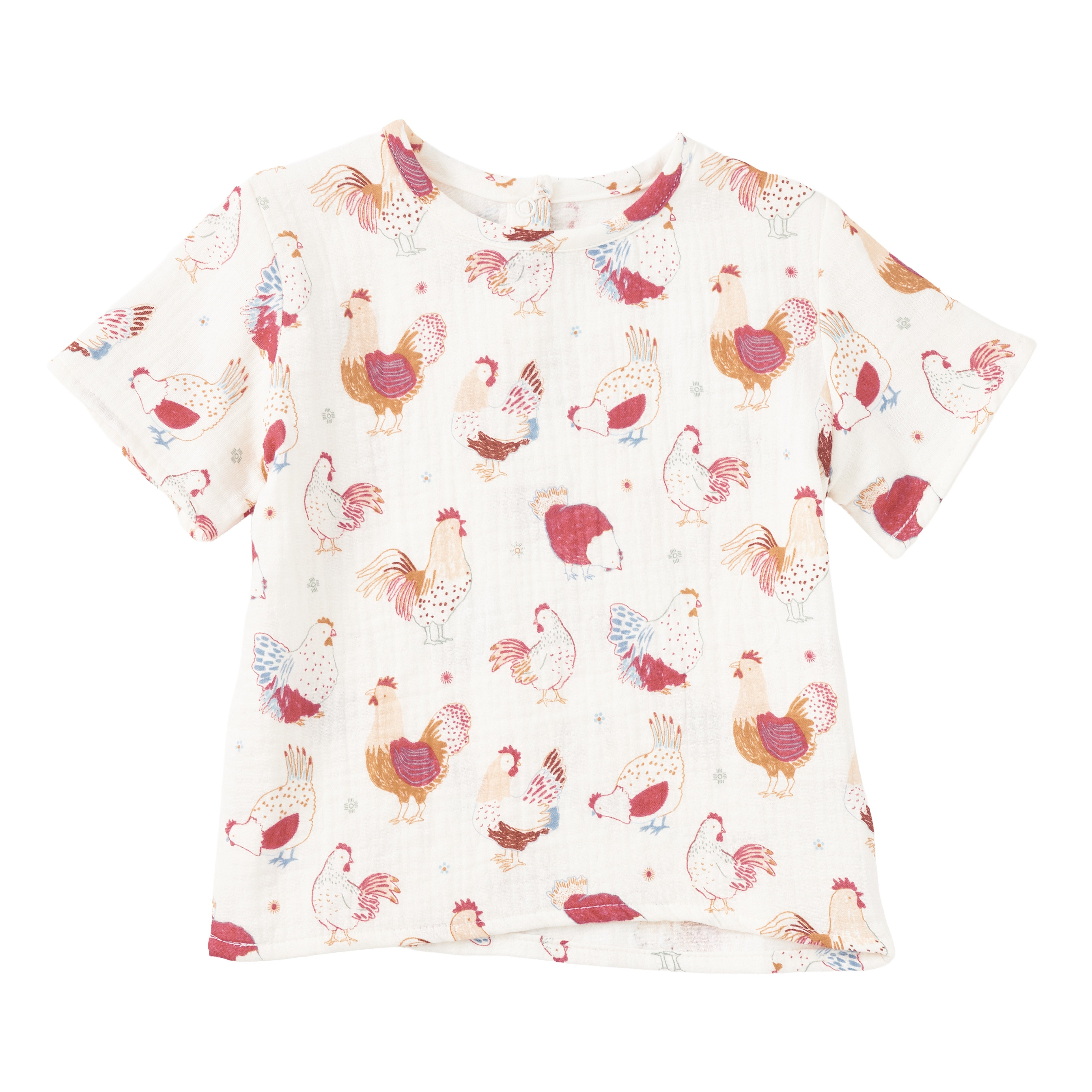 Muslin Short Sleeve Boxy Fit Top - Feathered Friends