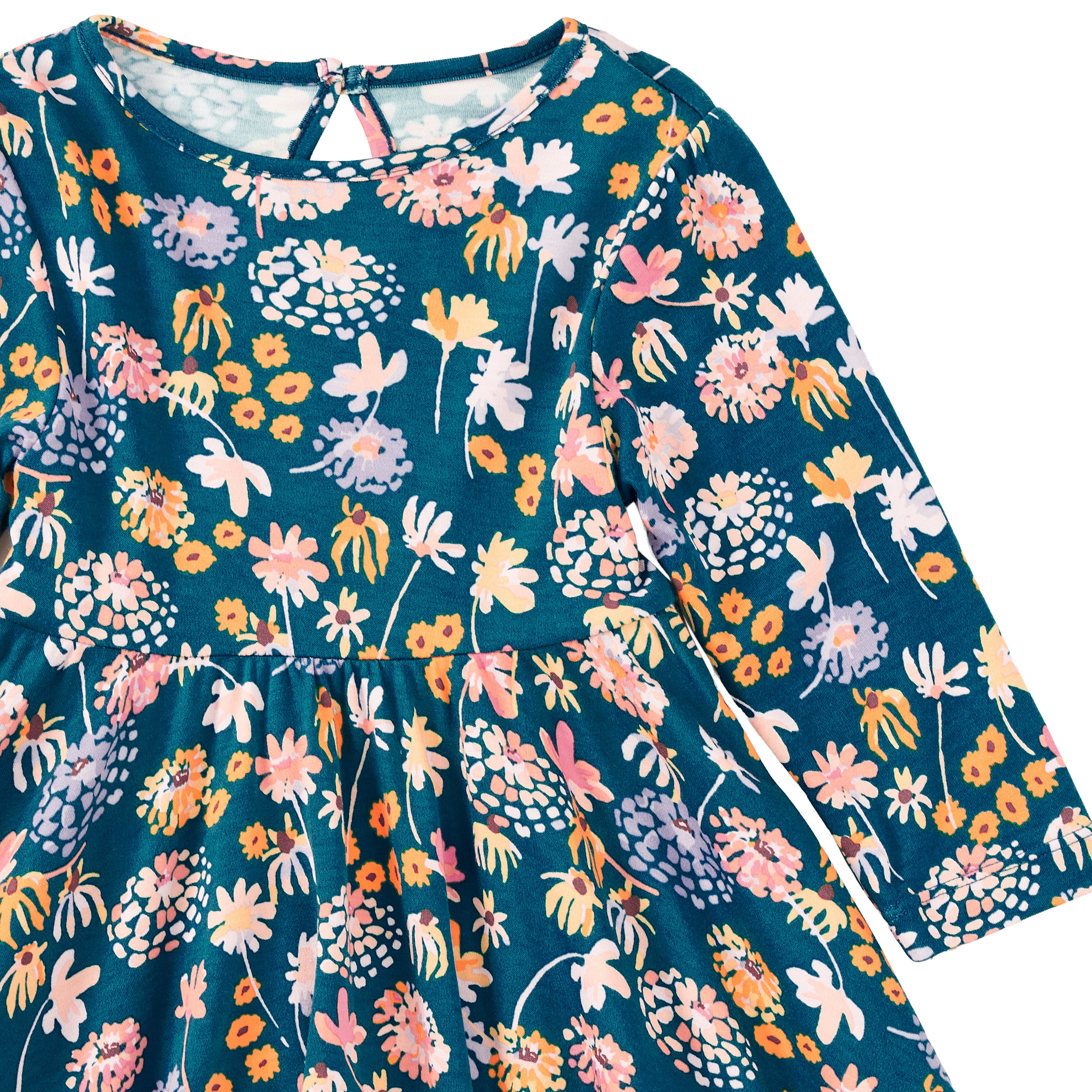 Bamboo Blend Long Sleeve Twirly Tee Dress - Midnight Meadow