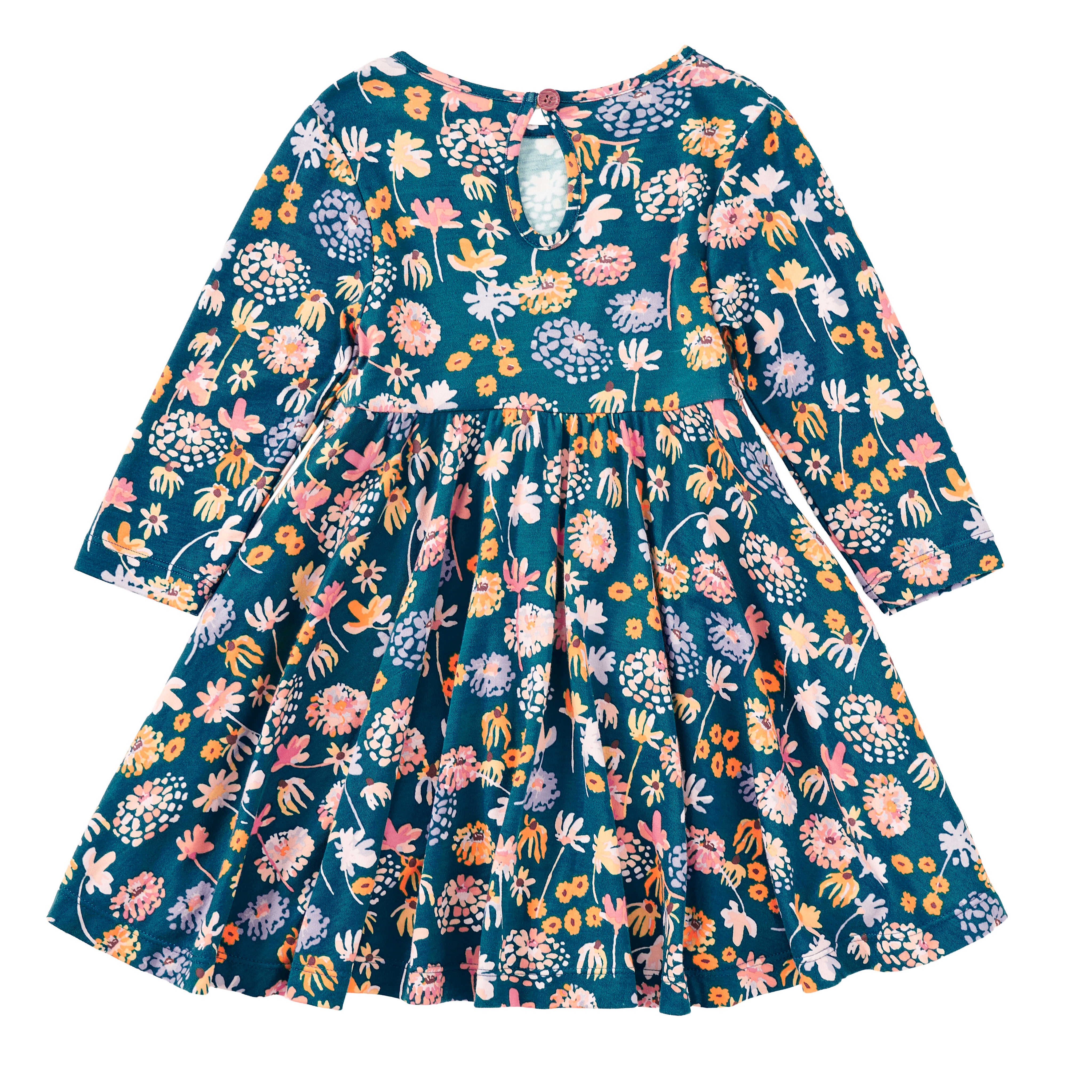 Bamboo Blend Long Sleeve Twirly Tee Dress - Midnight Meadow