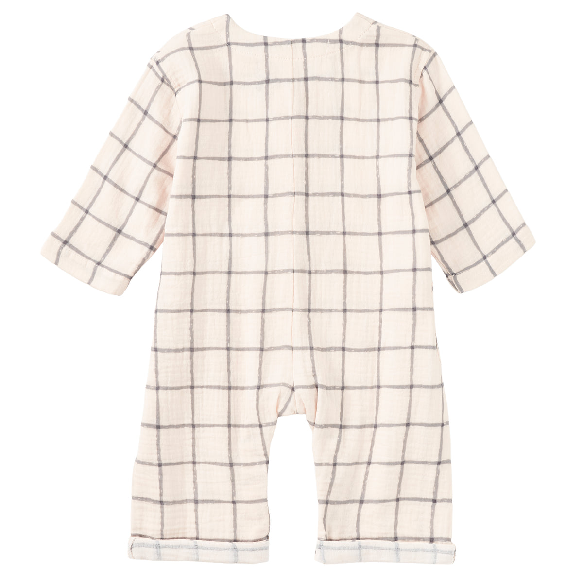 Muslin Patch Pocket Romper - Cabin Plaid