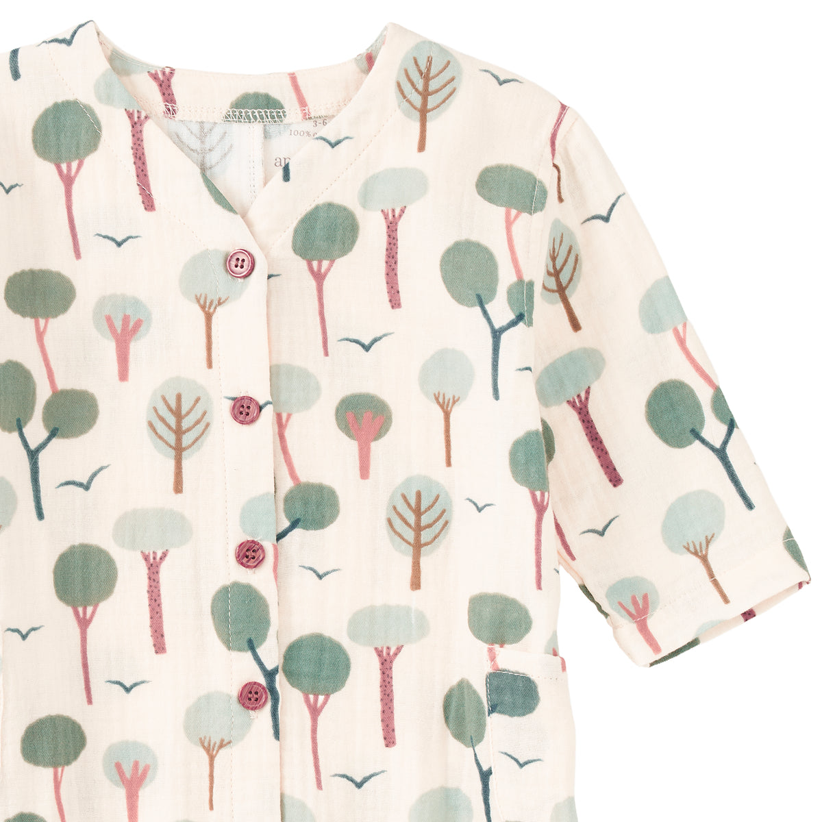Muslin Patch Pocket Romper - Evergreen Trail