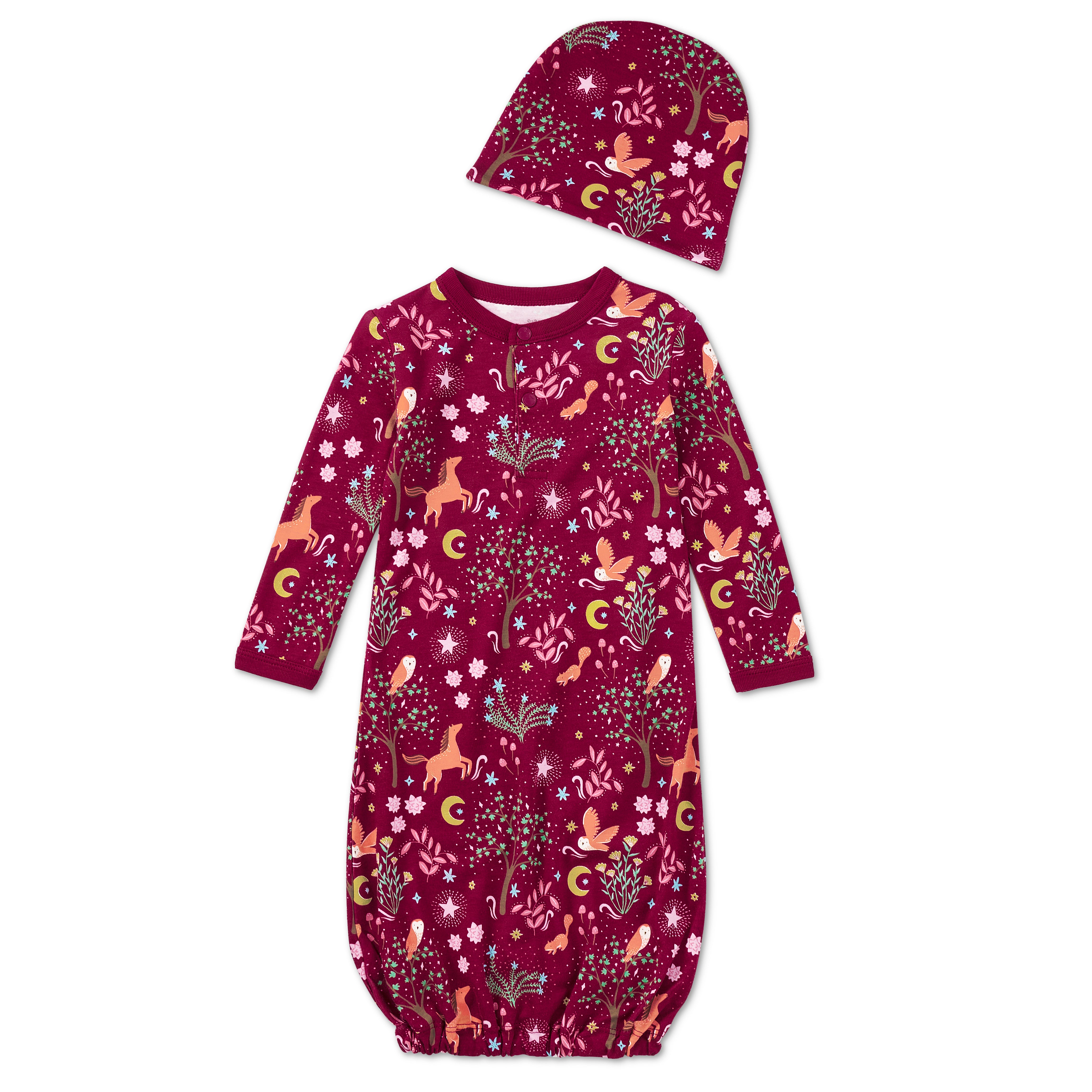 Bamboo Blend Hat & Sleepgown Set - Woodland Dreams