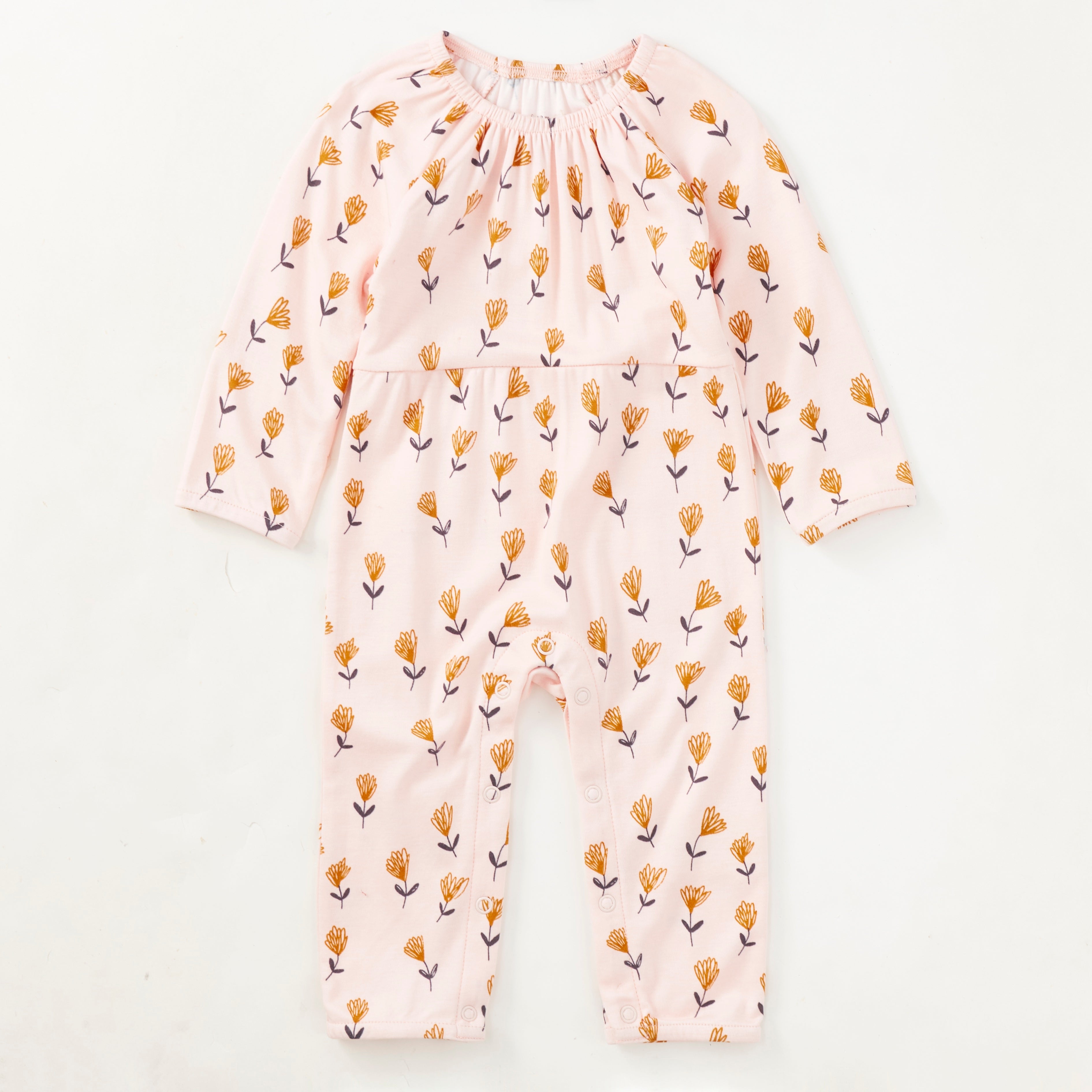 Bamboo Blend L/S Gathered Romper - Wild at Heart