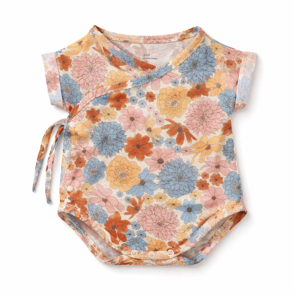 Muslin Kimono Onesie Romper - Wildflower Picnic