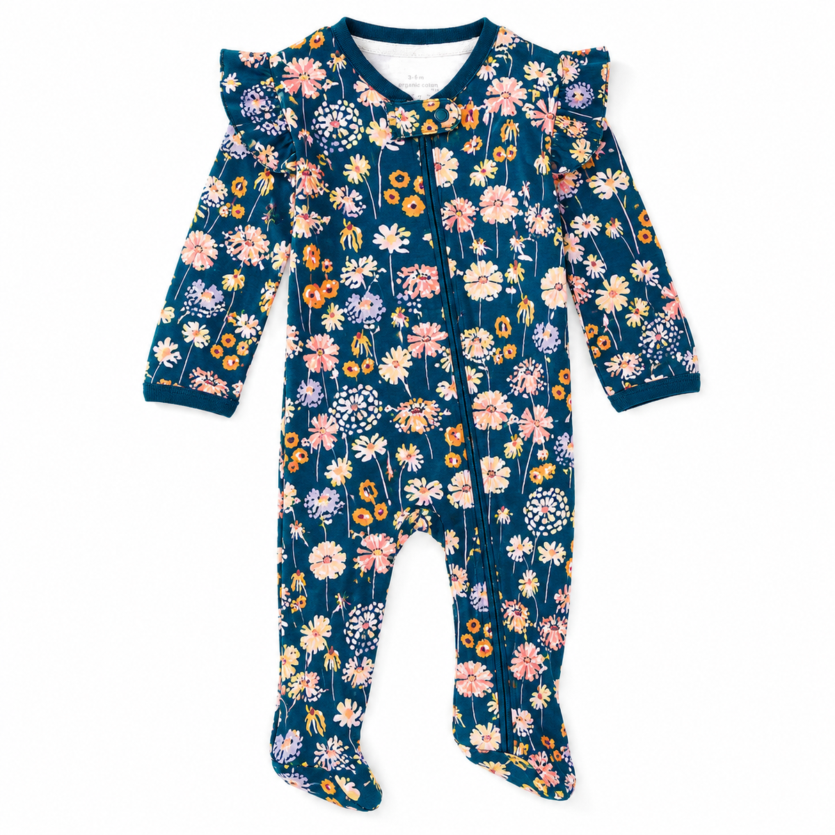 Bamboo Blend Zip Footie - Midnight Meadow