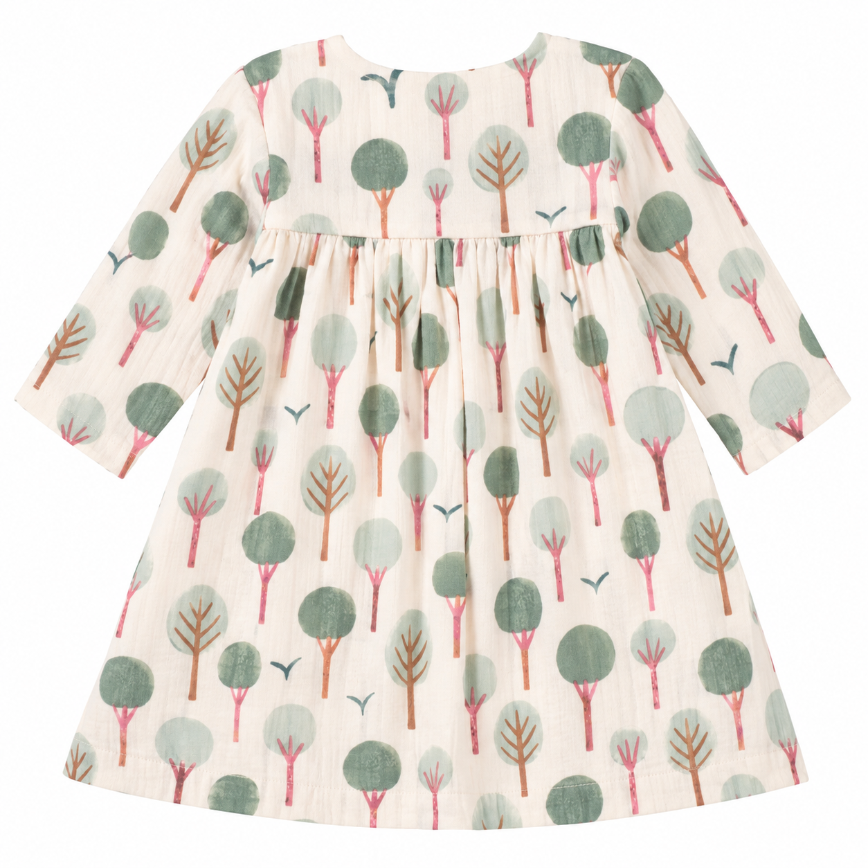 Muslin L/S Button Front Dress - Evergreen Trail