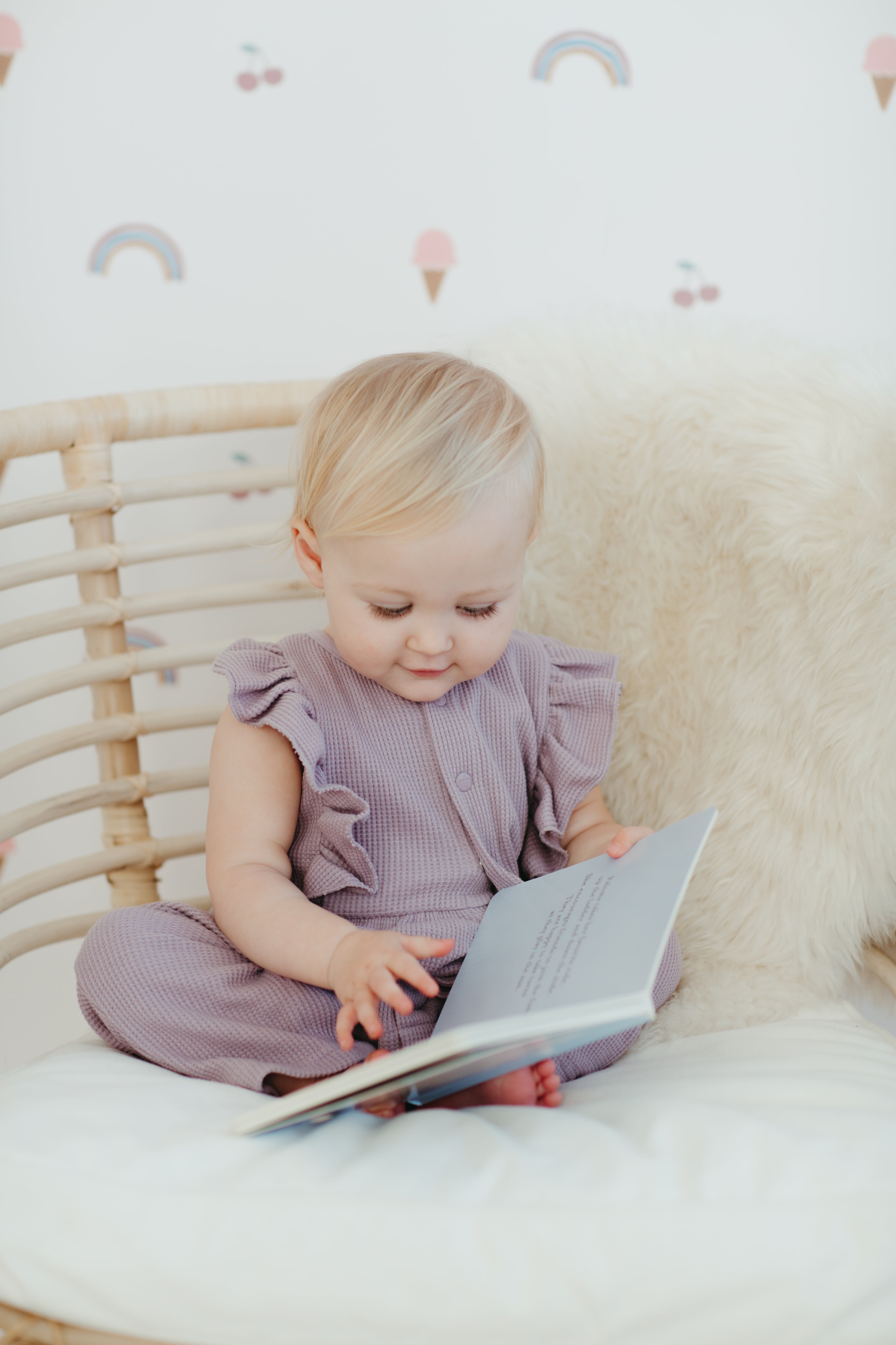 Waffle Ruffle Coverall - Lavender