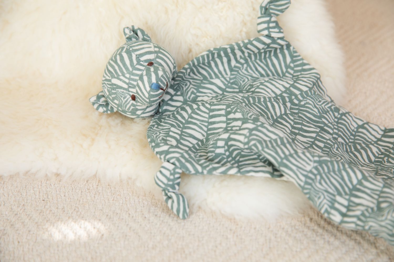 Muslin Bear Lovey - Zebra Print