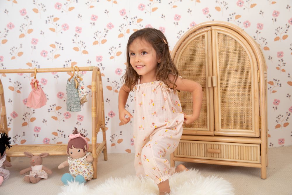 Muslin Tie Shoulder Jumpsuit - Mini Mushroom