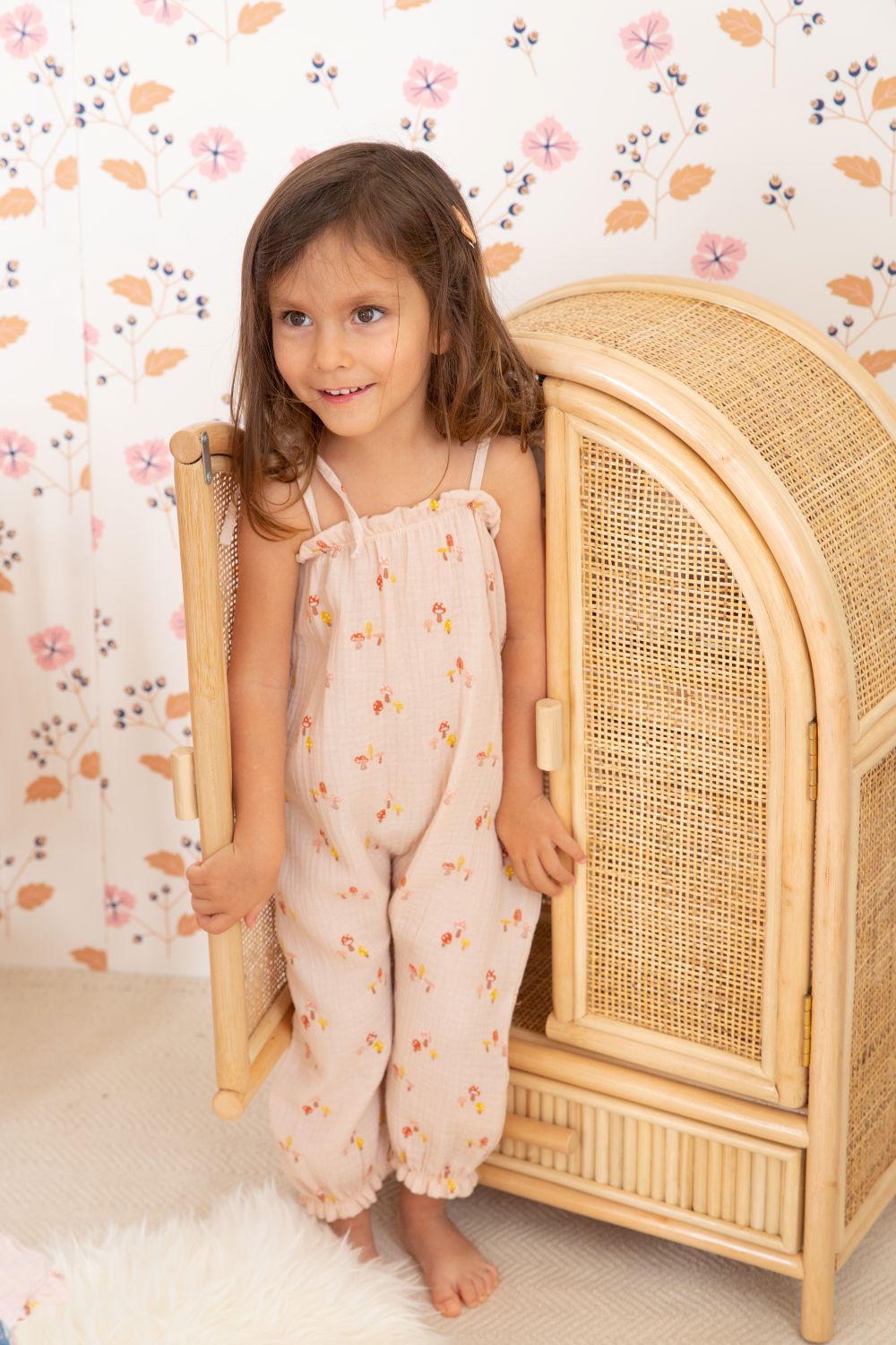 Muslin Tie Shoulder Jumpsuit - Mini Mushroom