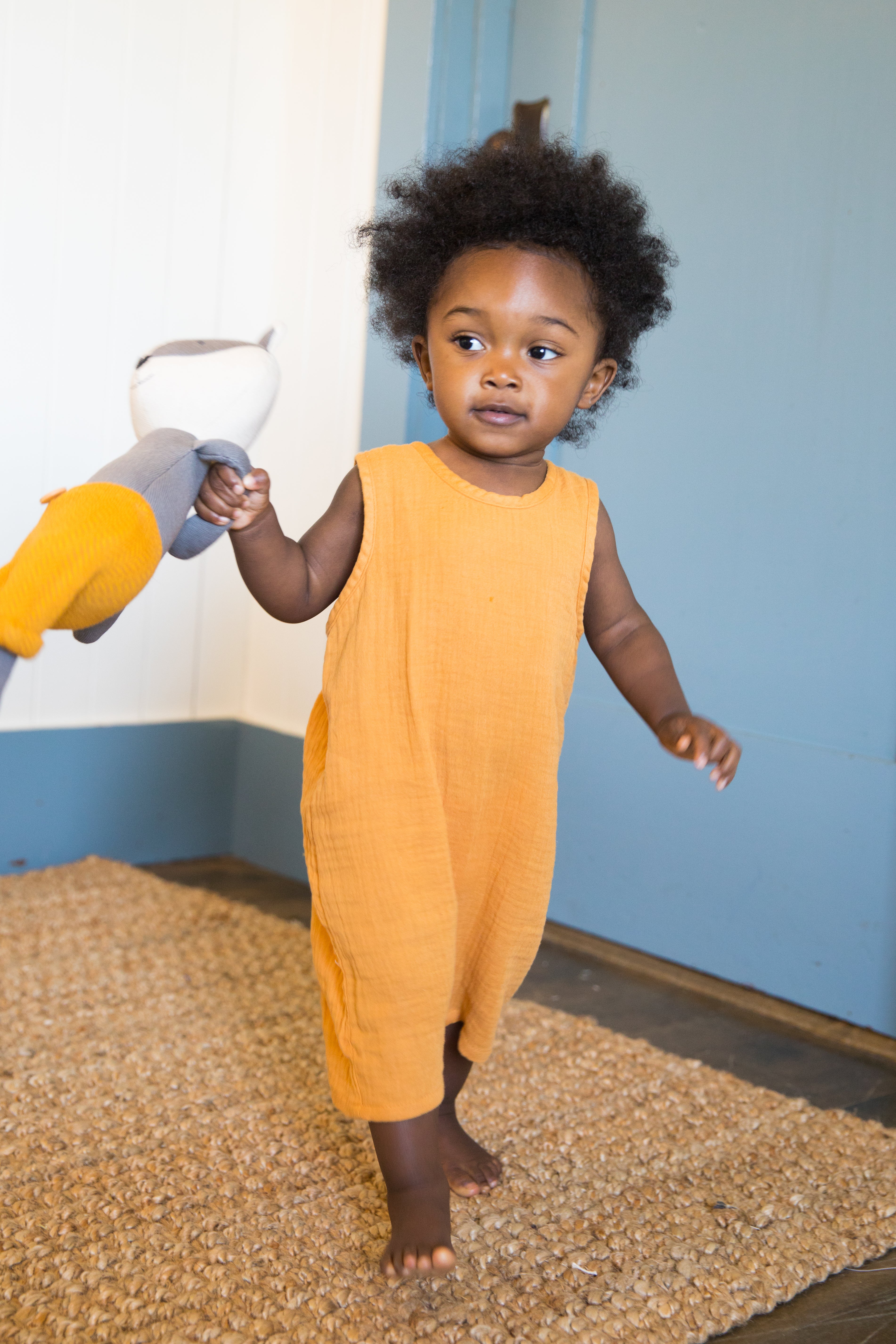 Muslin Sleeveless Coverall - Mustard