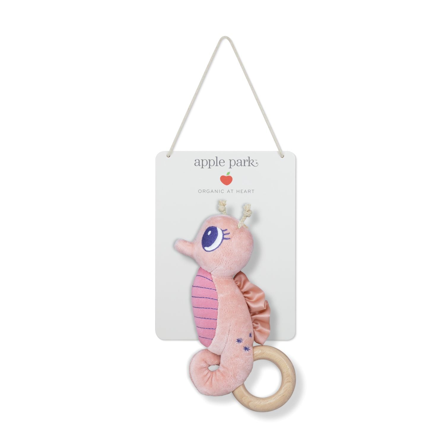 Pink Seahorse Teething Rattle