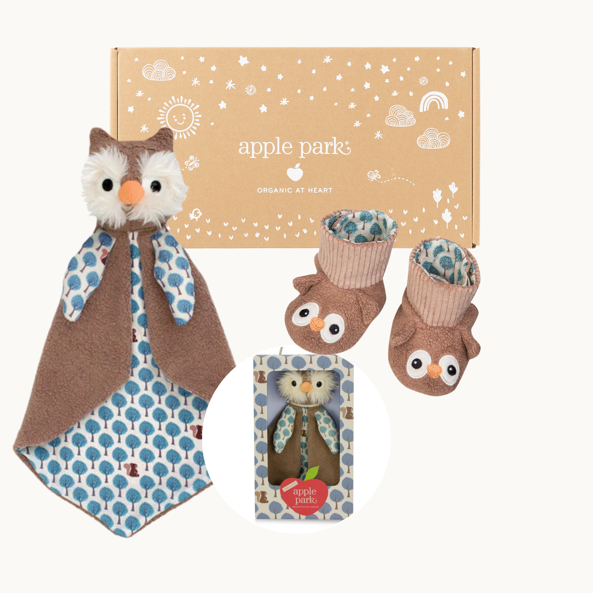 Owl Organic Sherpa Blankie & Booties Gift Set