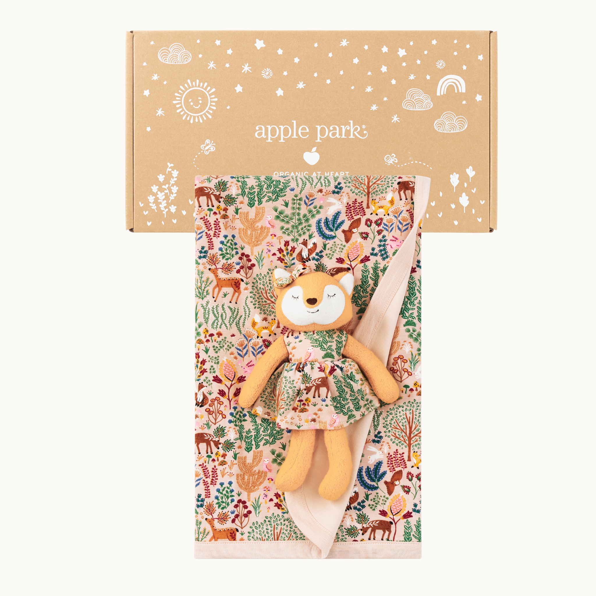 Bamboo Blend Baby Blanket + Little Fox Plush Set