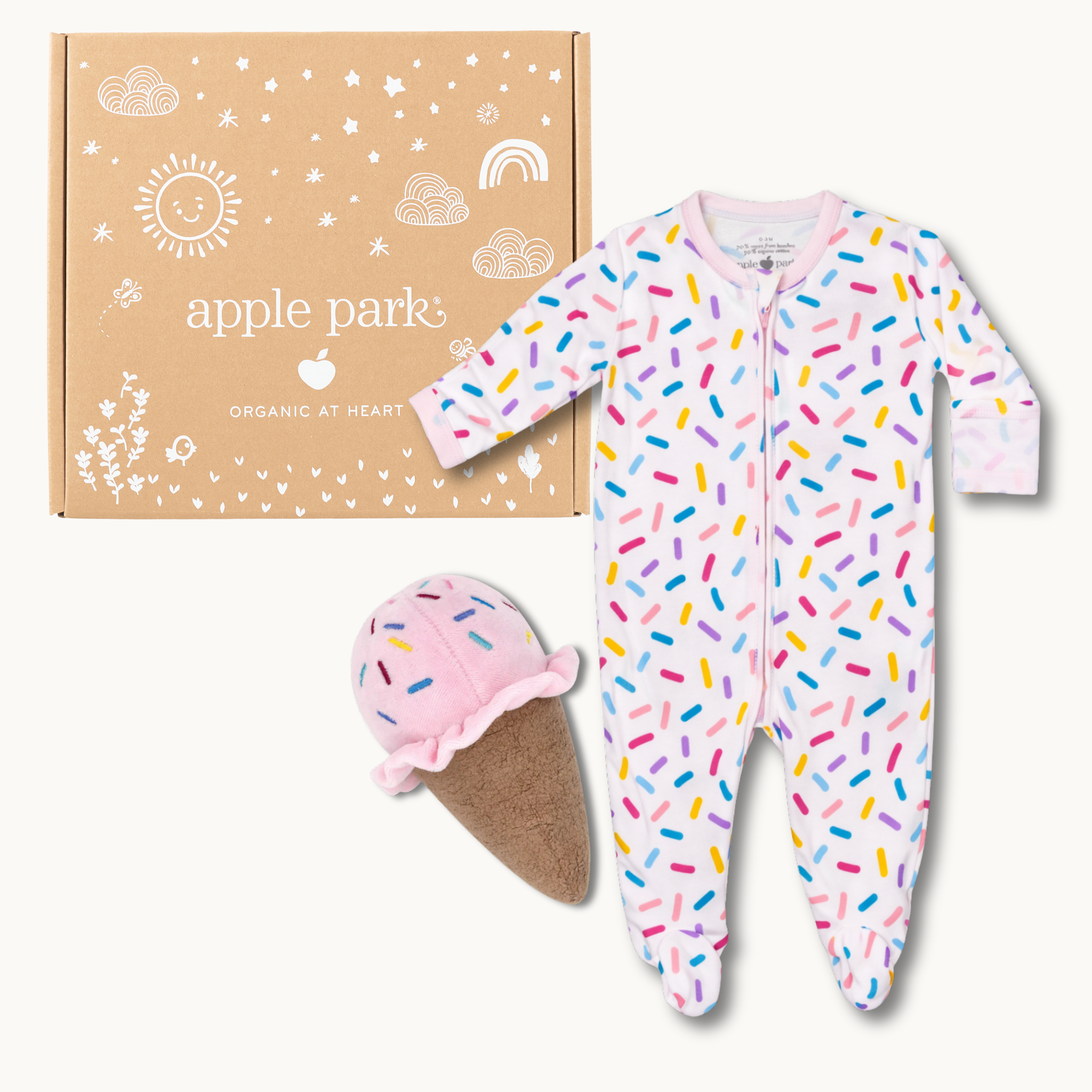 Bamboo Blend Footie & Ice Cream Rattle Set - Sugar Rush