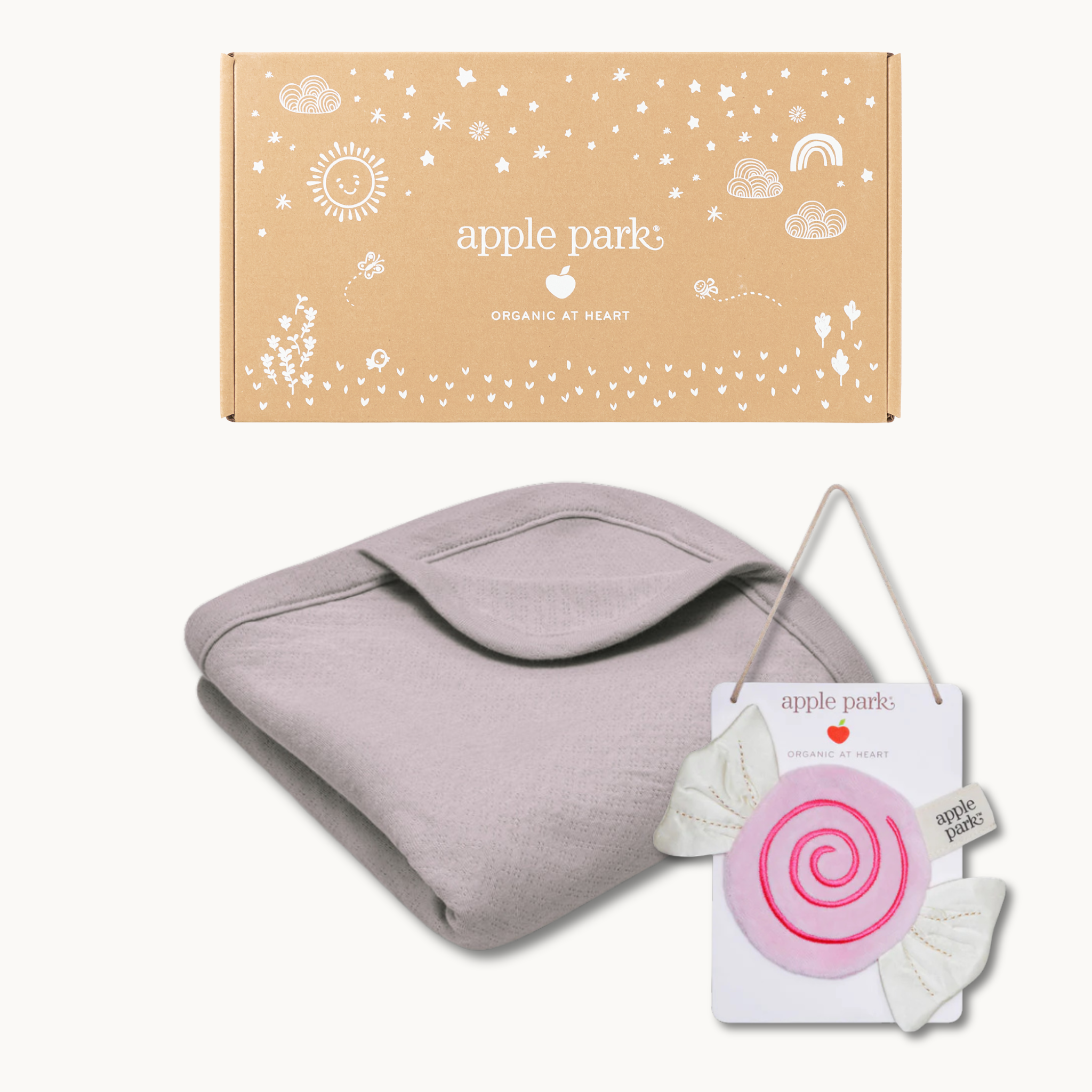 Organic Baby Blanket Gift Set – Grey Pointelle & Candy Crinkle Blankie
