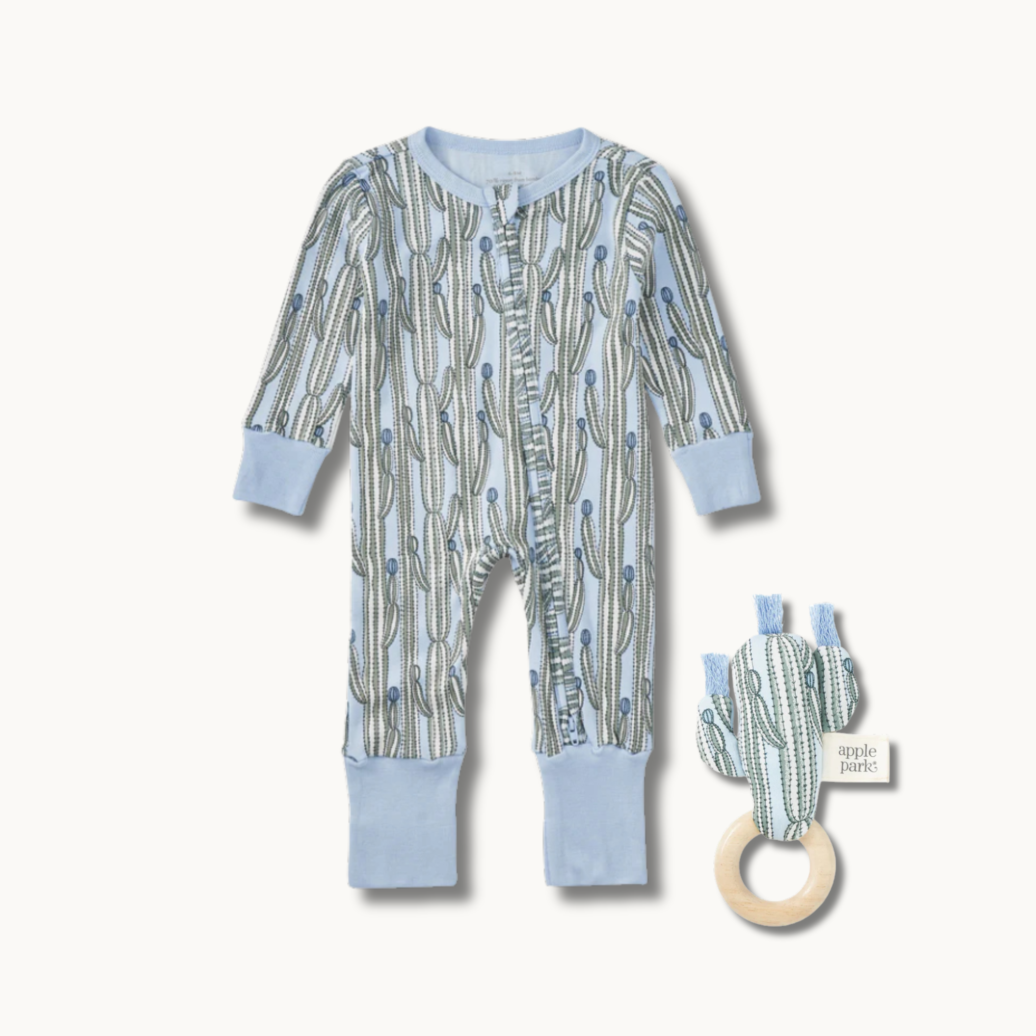 Convertible Coverall & Teething Rattle Set - Blooming Saguaro