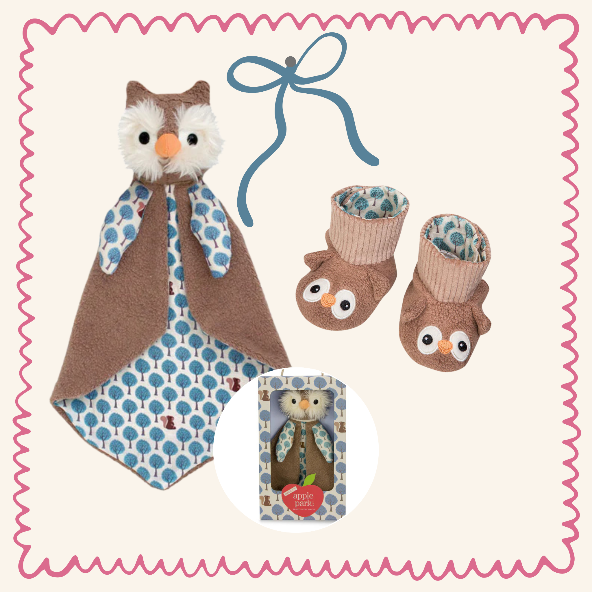 Owl Organic Sherpa Blankie & Booties Gift Set
